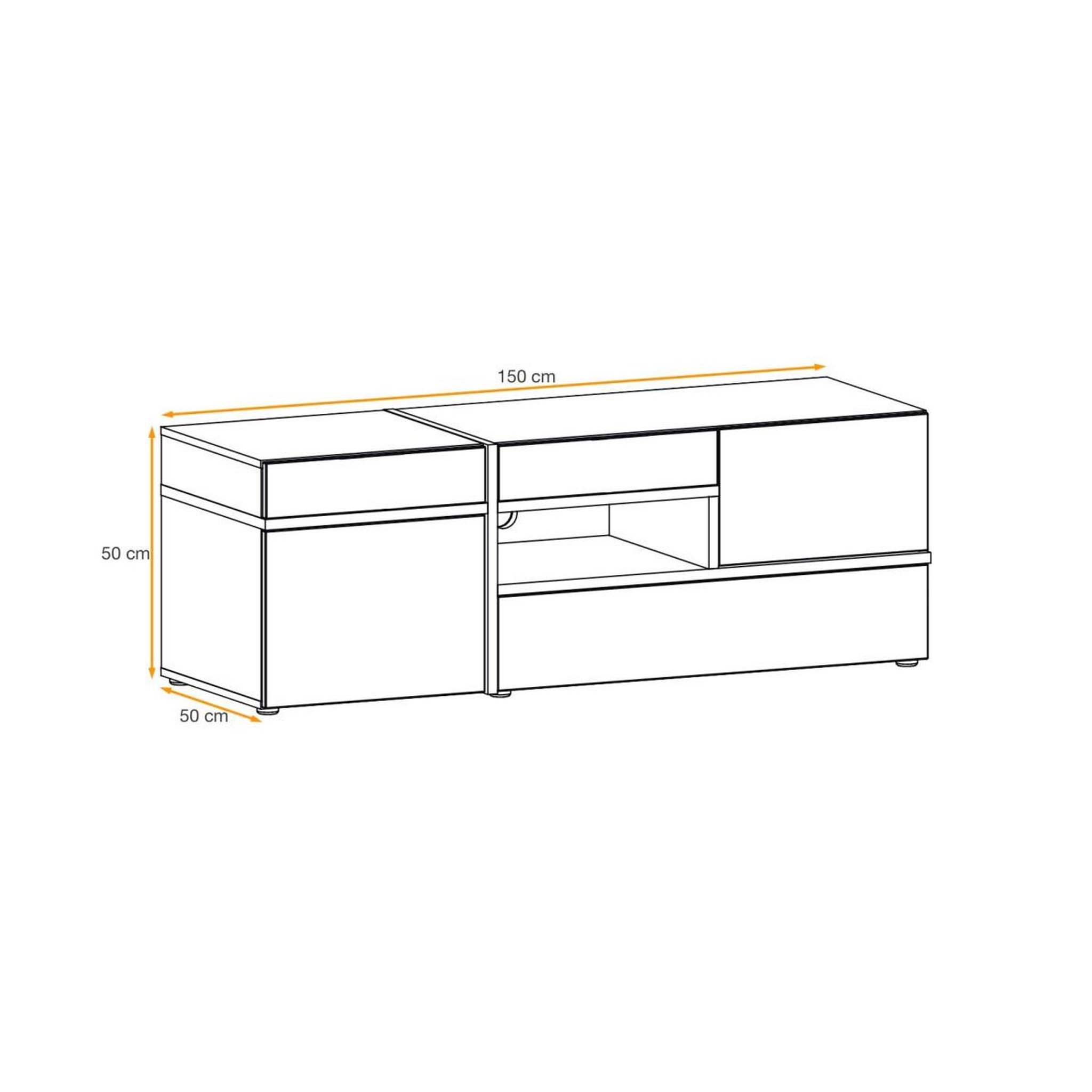 Voir la diapositive 3 : Paris Prix Meuble tv design led  cross  150cm blanc