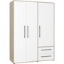 Voir la diapositive 1 : MARKET24 Armoire de chambre - MOKKARIS - Chene Sonoma / Blanc mat - 3 portes - 144,4 x 58,8 x 200,1 cm