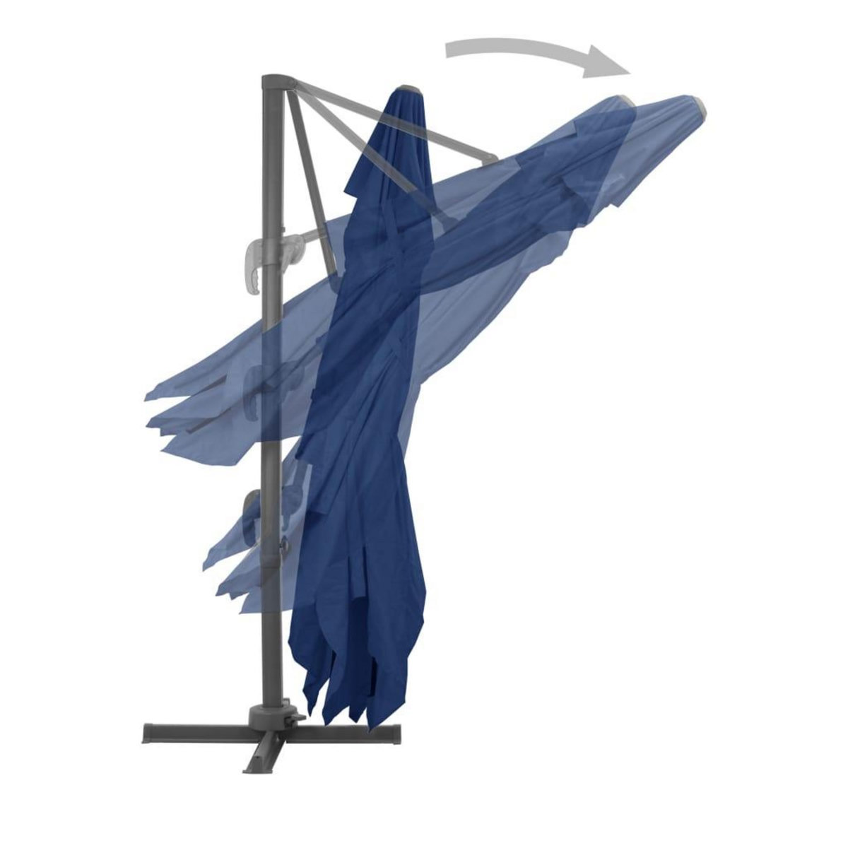 VIDAXL Parasol de jardin en porte-a-faux et mat en aluminium bleu azur
