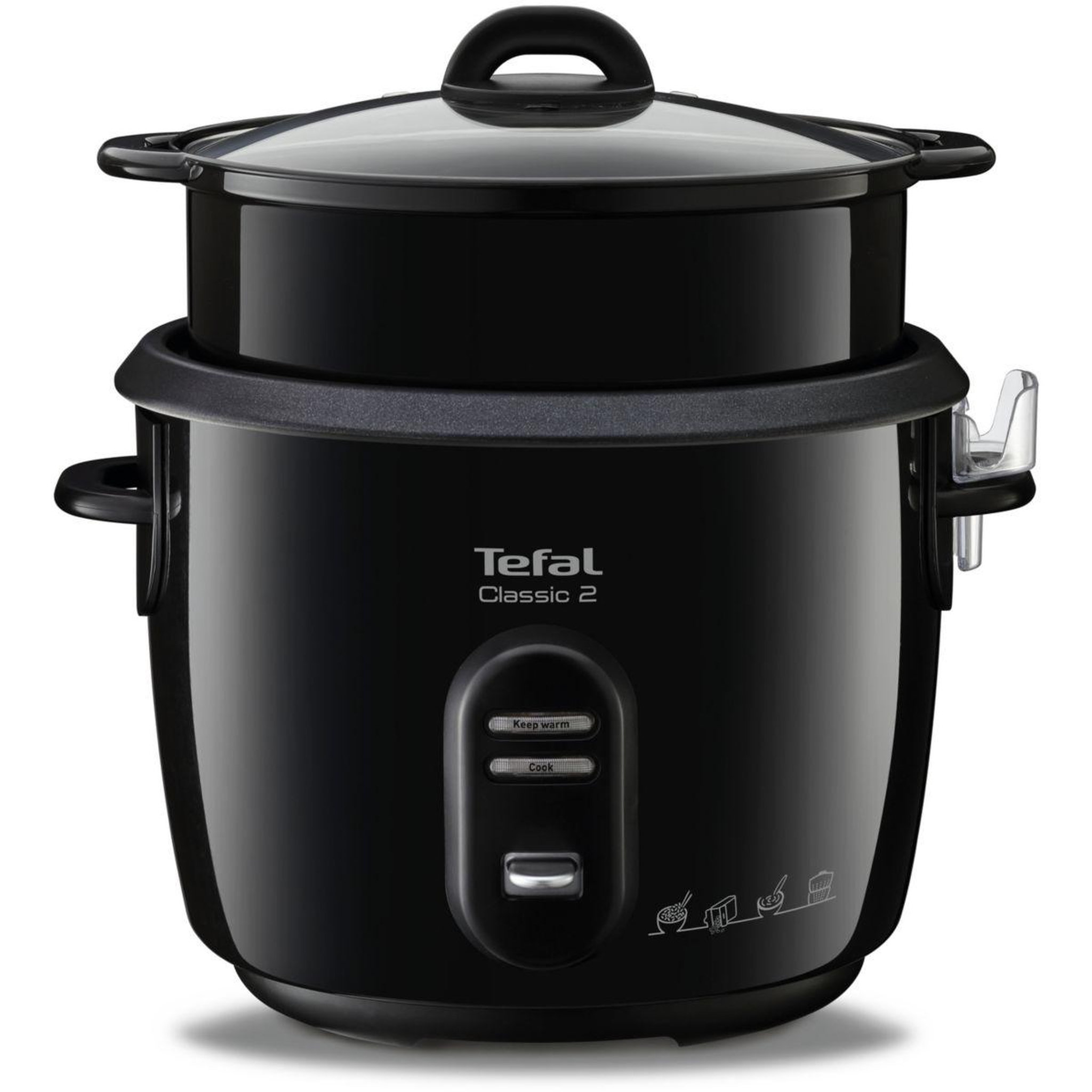 Voir la diapositive 2 : TEFAL Cuiseur riz RK103811 CLASSIC 2 NOIR METALISE 10C