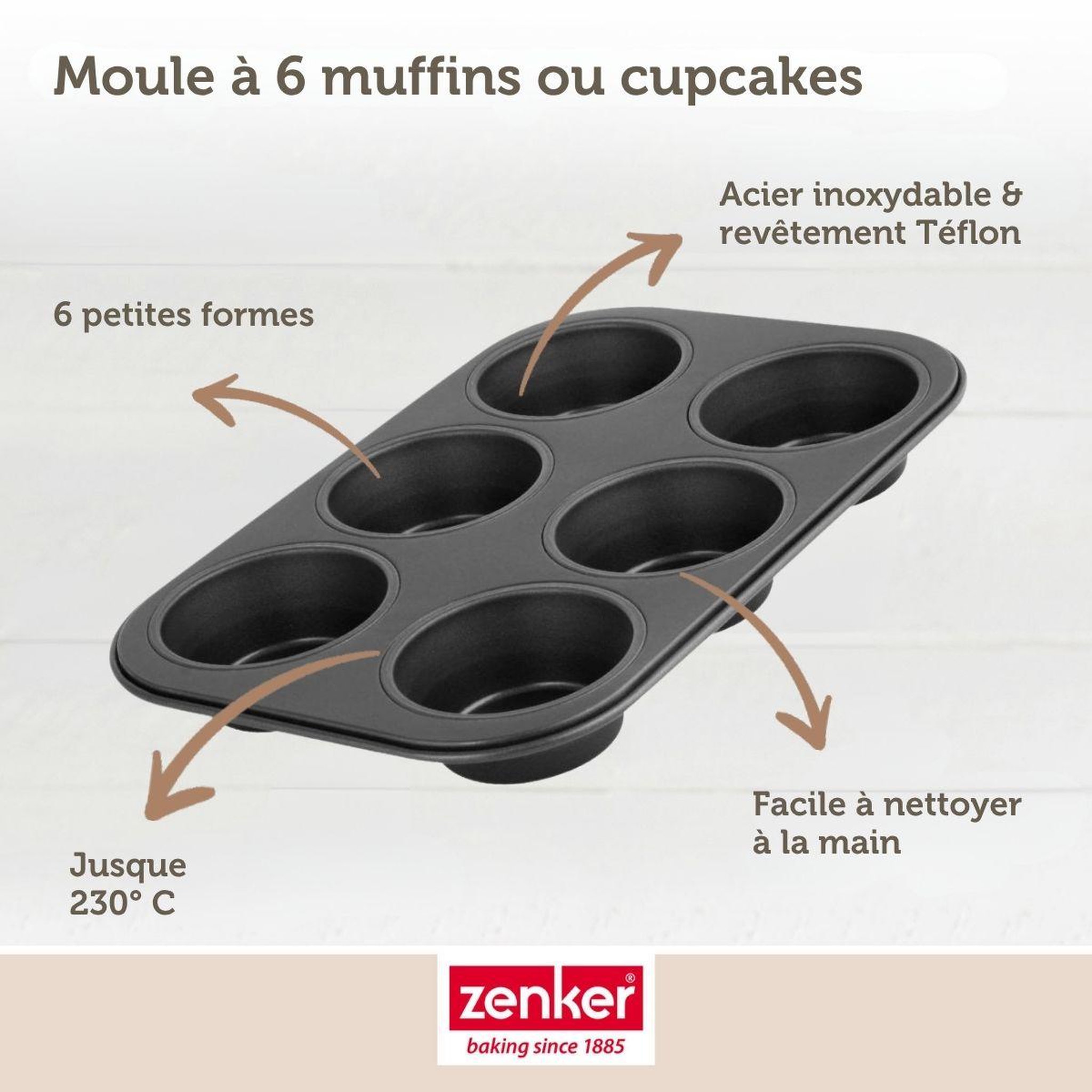Voir la diapositive 5 : ZENKER Moule à muffins 6 empreintes 28 x 19 cm zenker black metallic