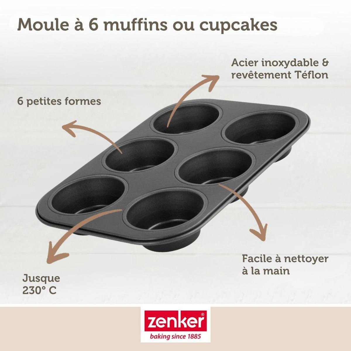 ZENKER Moule à muffins 6 empreintes 28 x 19 cm Zenker Black Metallic