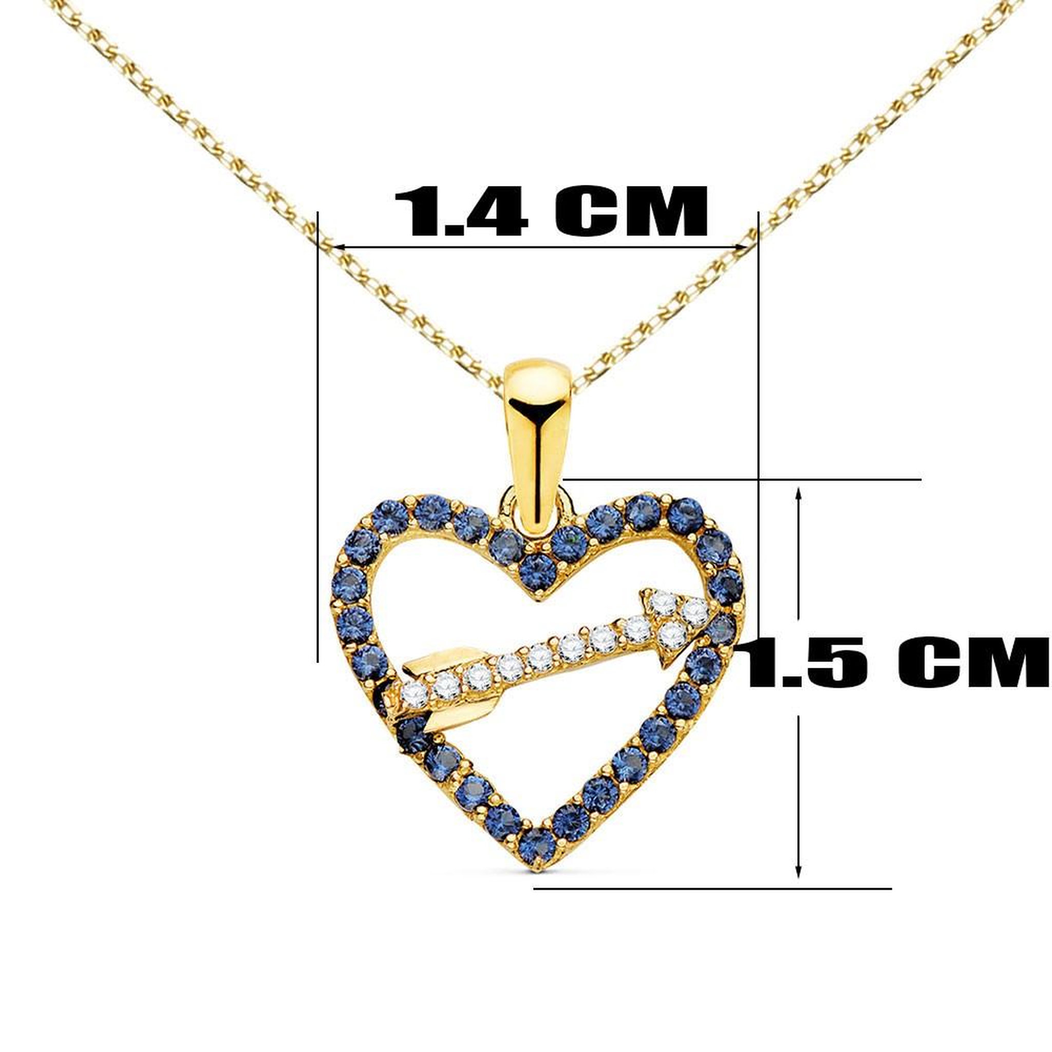 Voir la diapositive 2 : L'ATELIER D'AZUR Collier - Pendentif Or 18 Carats 750/000 Jaune  - Coeur et Flèche - Chaine Dorée