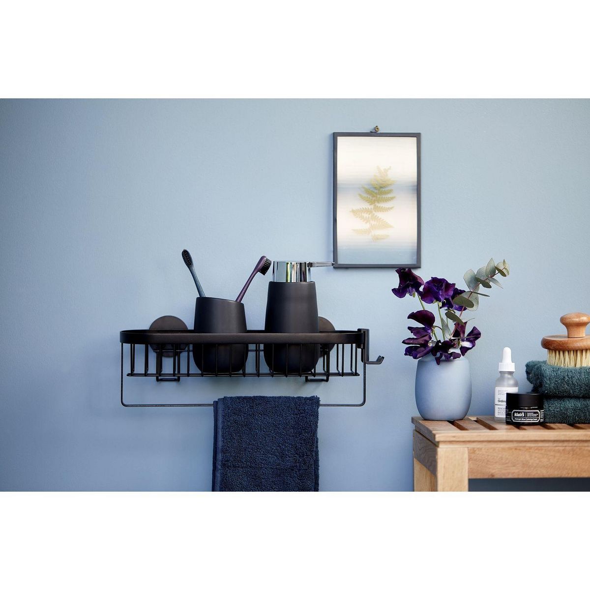 Wenko Etagère murale de salle de bain indus Classic - L. 35 cm - Noir