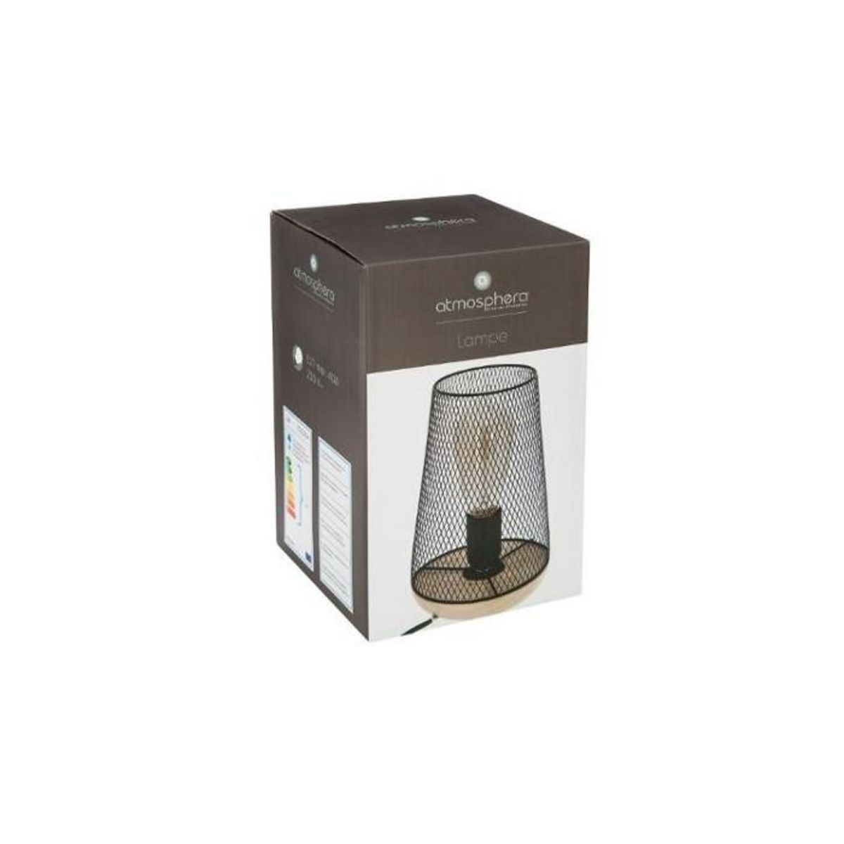ATMOSPHERA Lampe en Métal & Bois  Industriel  23cm Noir