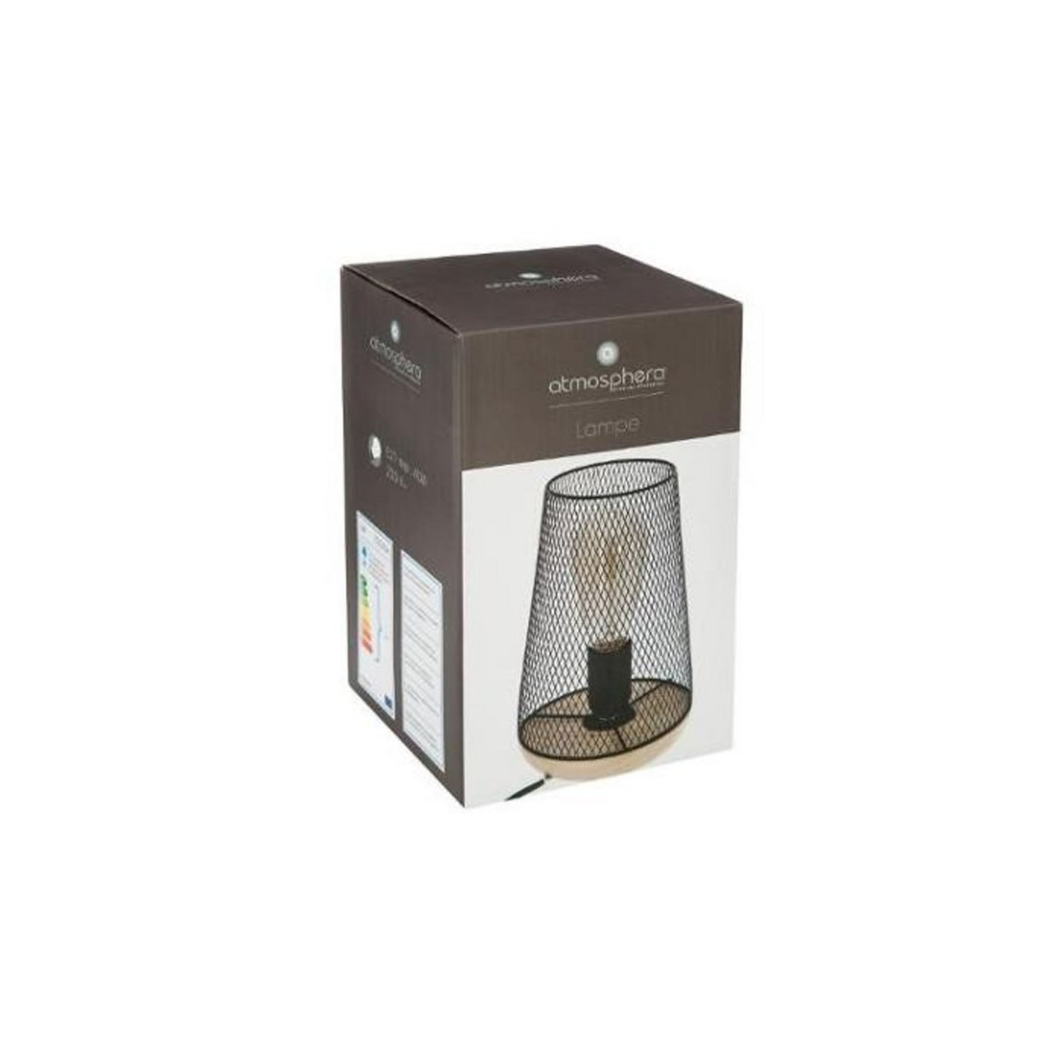 ATMOSPHERA Lampe en Métal & Bois  Industriel  23cm Noir