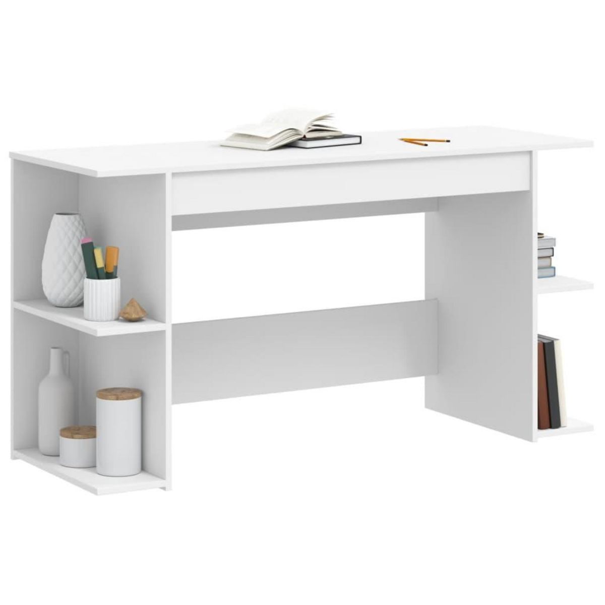 VIDAXL Bureau blanc 140x50x75 cm bois d'ingenierie