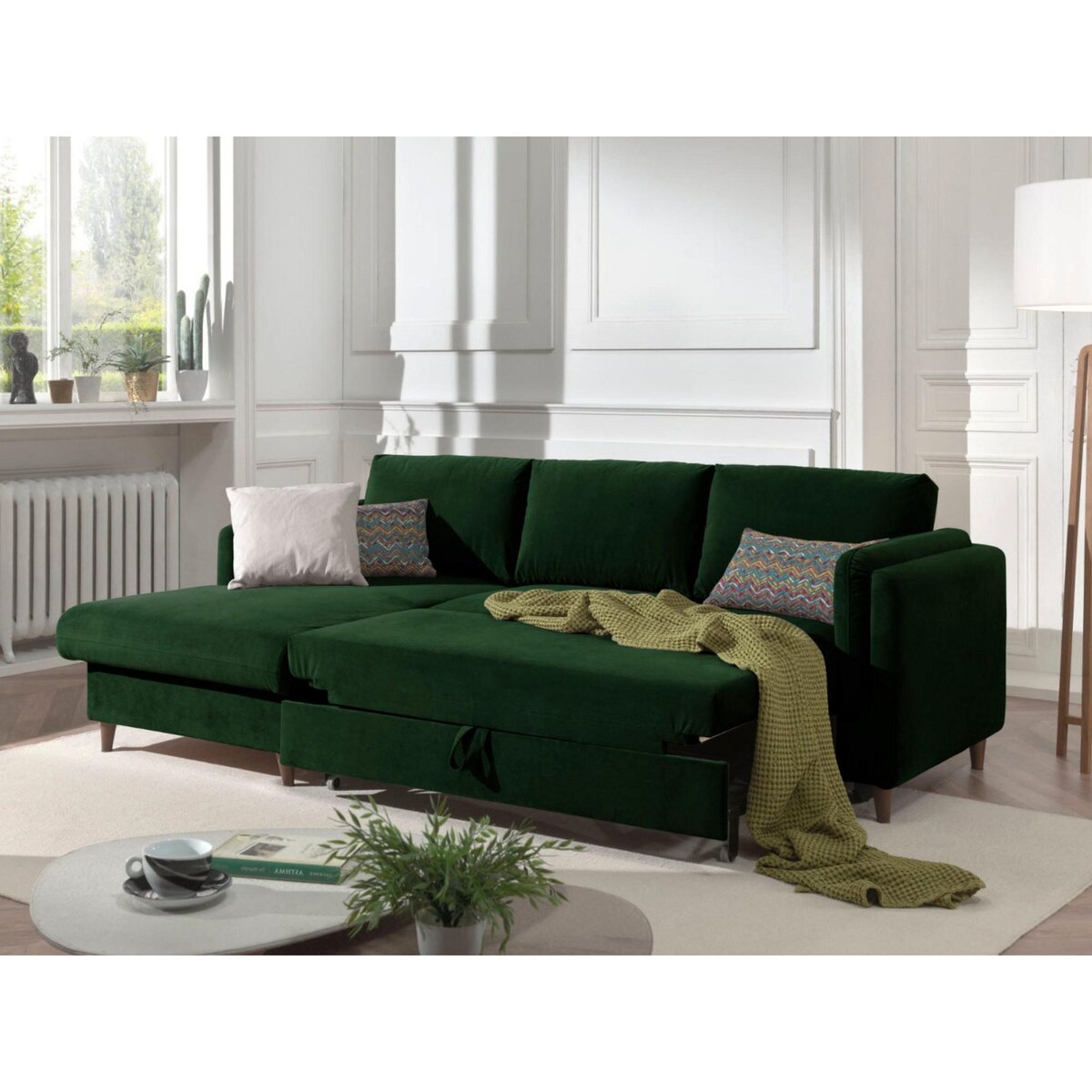 LISA DESIGN Brooke - canapé d'angle gauche - convertible avec coffre - 4 places - en velours