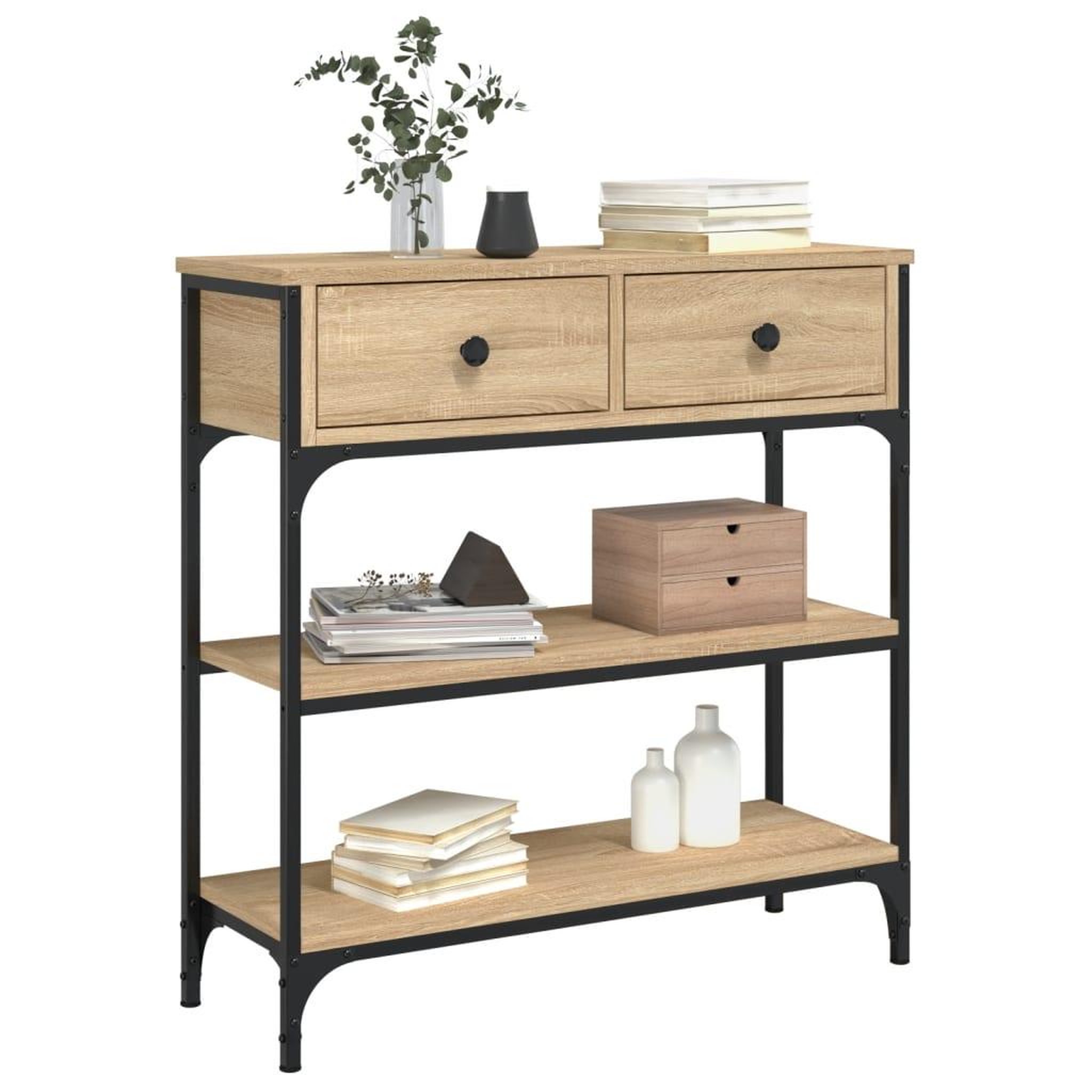 Voir la diapositive 3 : VIDAXL Table console chene sonoma 72,5x25x75 cm bois d'ingenierie