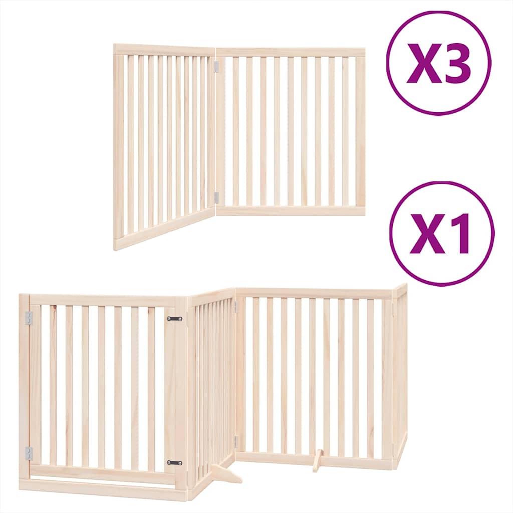 Voir la diapositive 2 : VIDAXL Barriere pour chien porte pliable 10 panneaux bois de peuplier