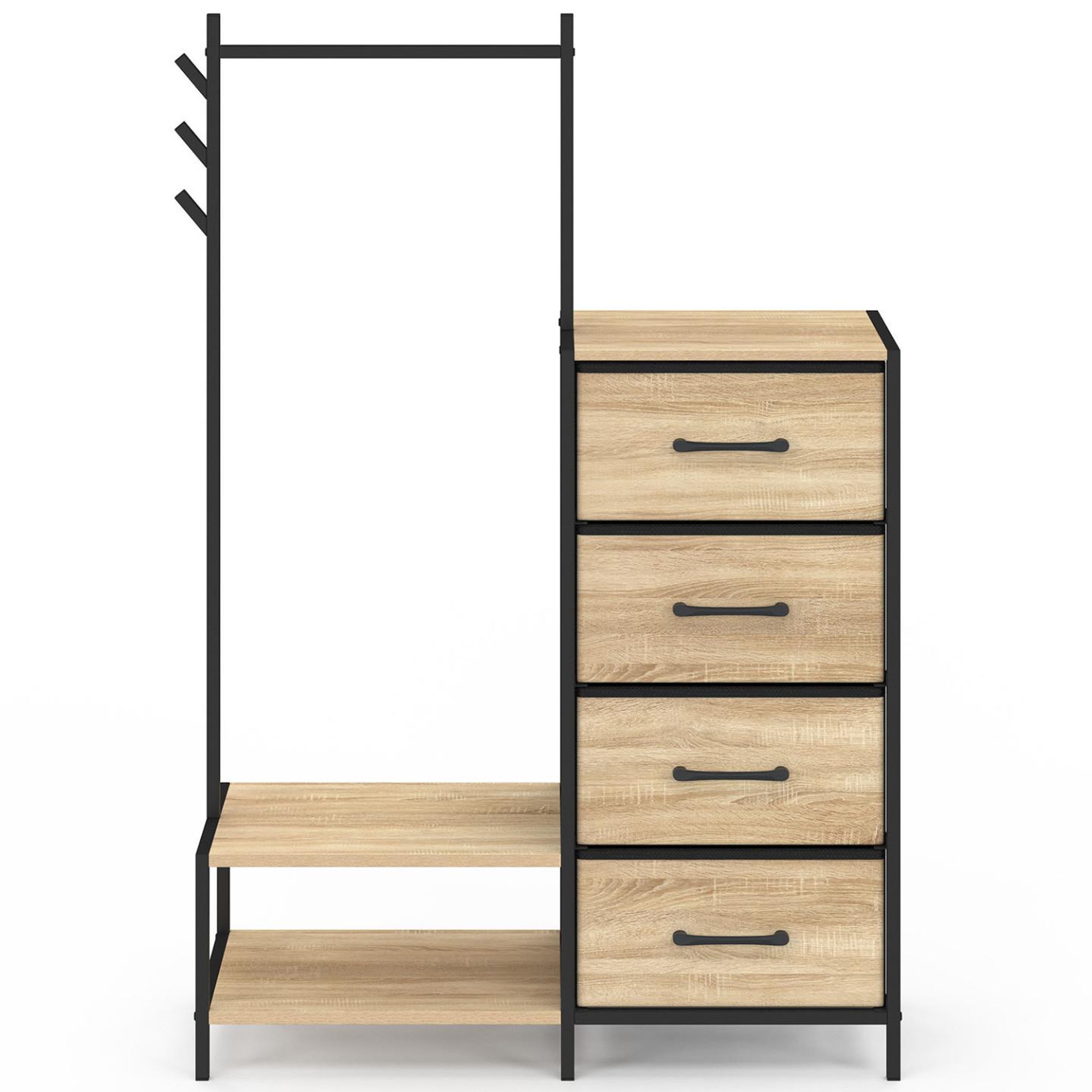 Voir la diapositive 3 : ID MARKET Commode 4 tiroirs en tissu utah 84 cm et penderie avec étagères et patères, design industriel