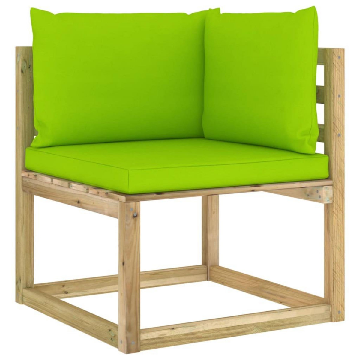 VIDAXL Canape d'angle de jardin avec coussins Bois impregne de vert