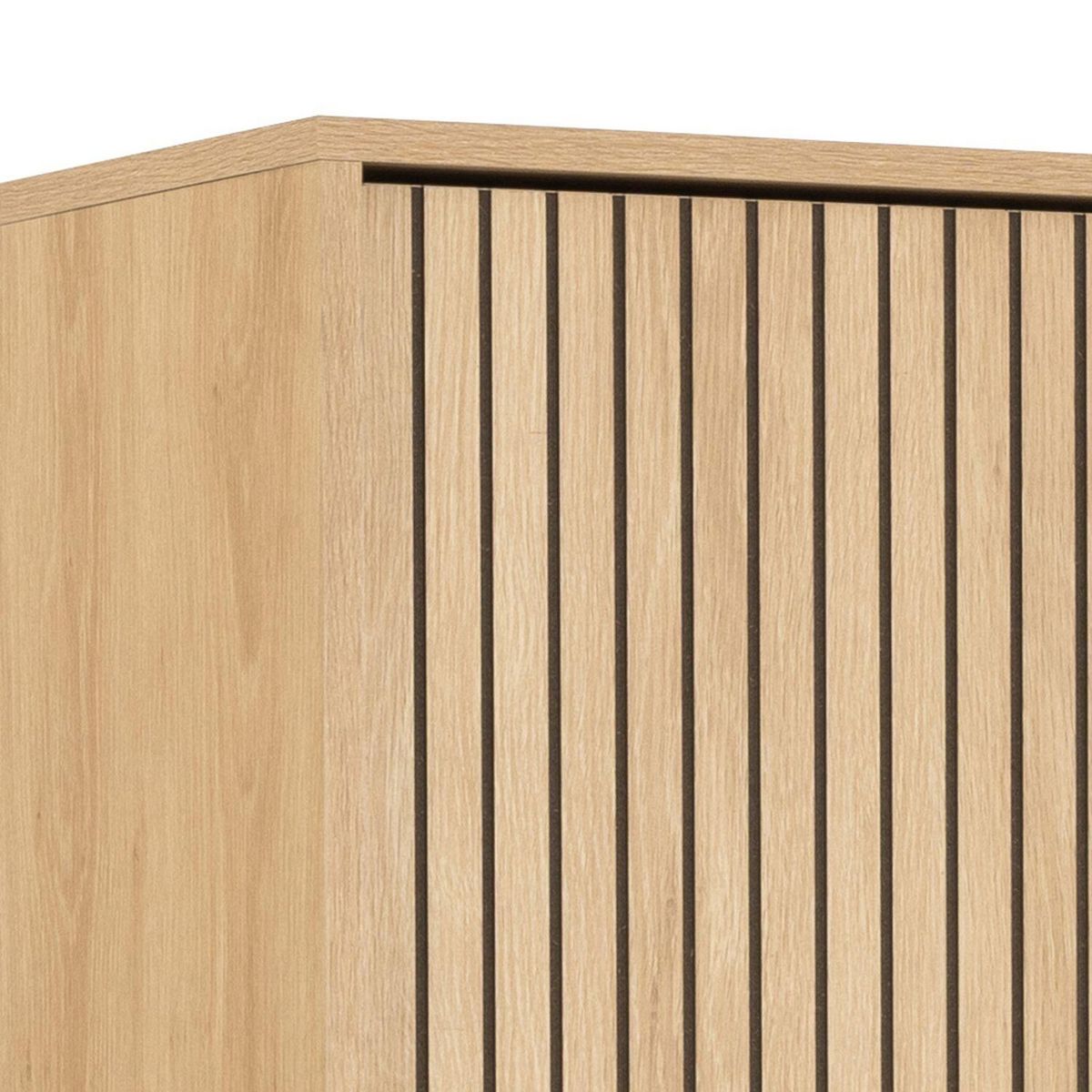 TOILINUX Armoire 2 portes et 2 étagères effet tasseaux BAÏKAL - Beige