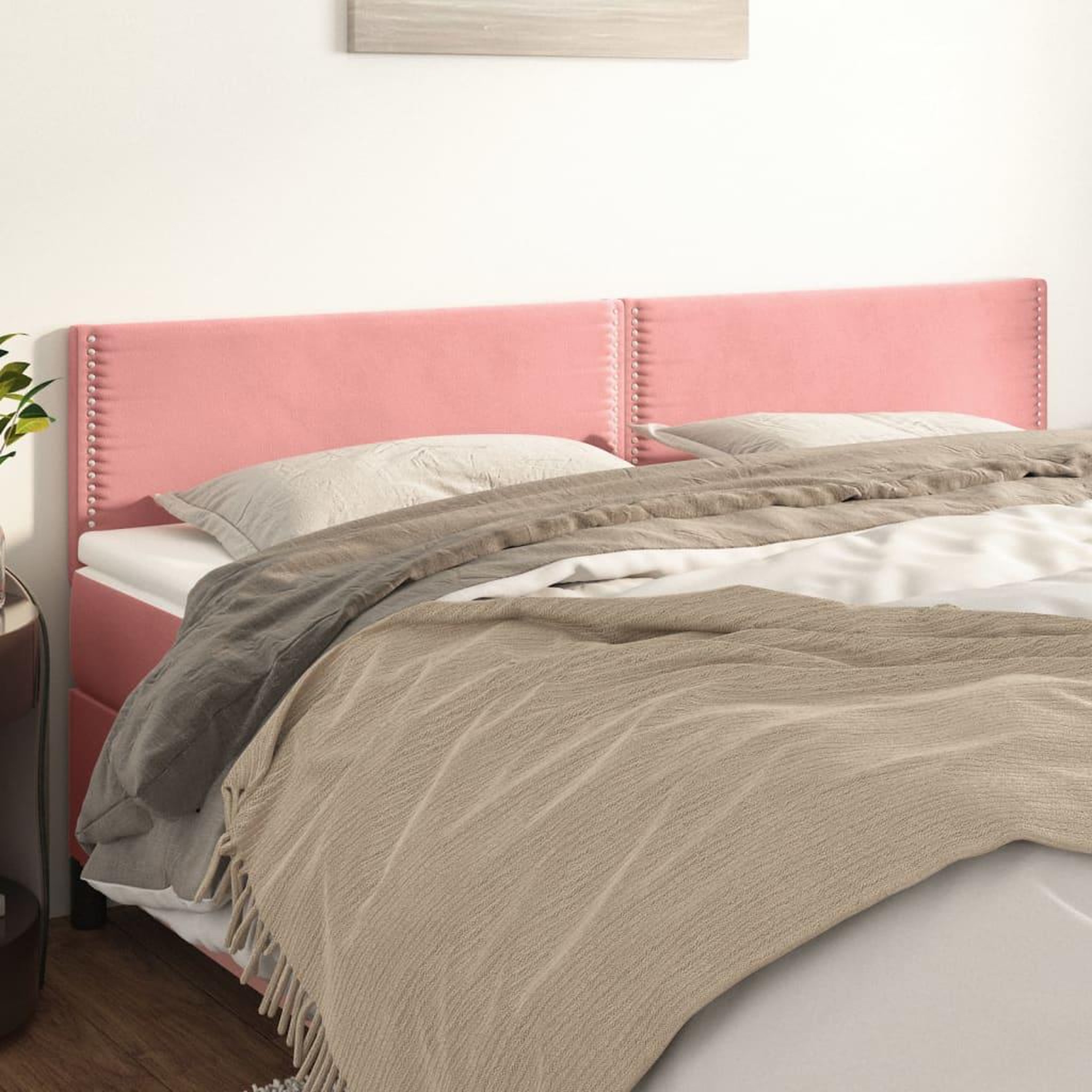 Voir la diapositive 1 : VIDAXL Tetes de lit 2 pcs Rose 100x5x78/88 cm Velours