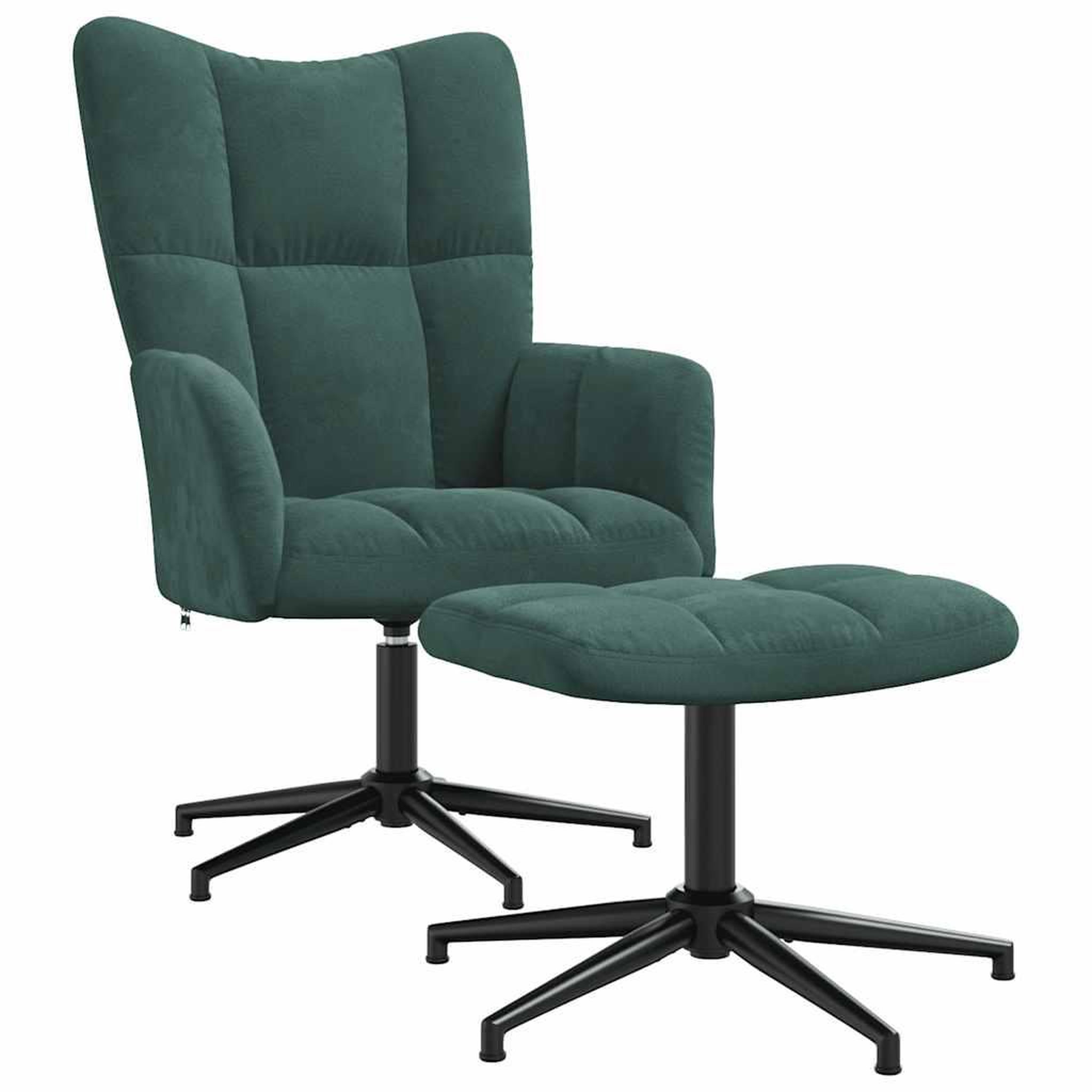Voir la diapositive 2 : VIDAXL Chaise de relaxation avec tabouret Vert fonce Velours