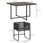 Voir la diapositive 3 : OUTSUNNY Ensemble salon de jardin encastrable 4 personnes 5 pièces - coussins déhoussables - métal résine filaire noir gris