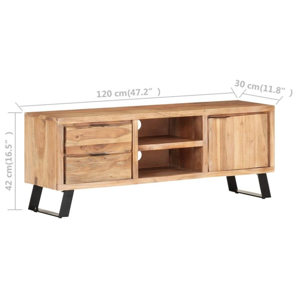 VIDAXL Meuble TV 120x30x42 cm Bois massif d'acacia avec bord naturel