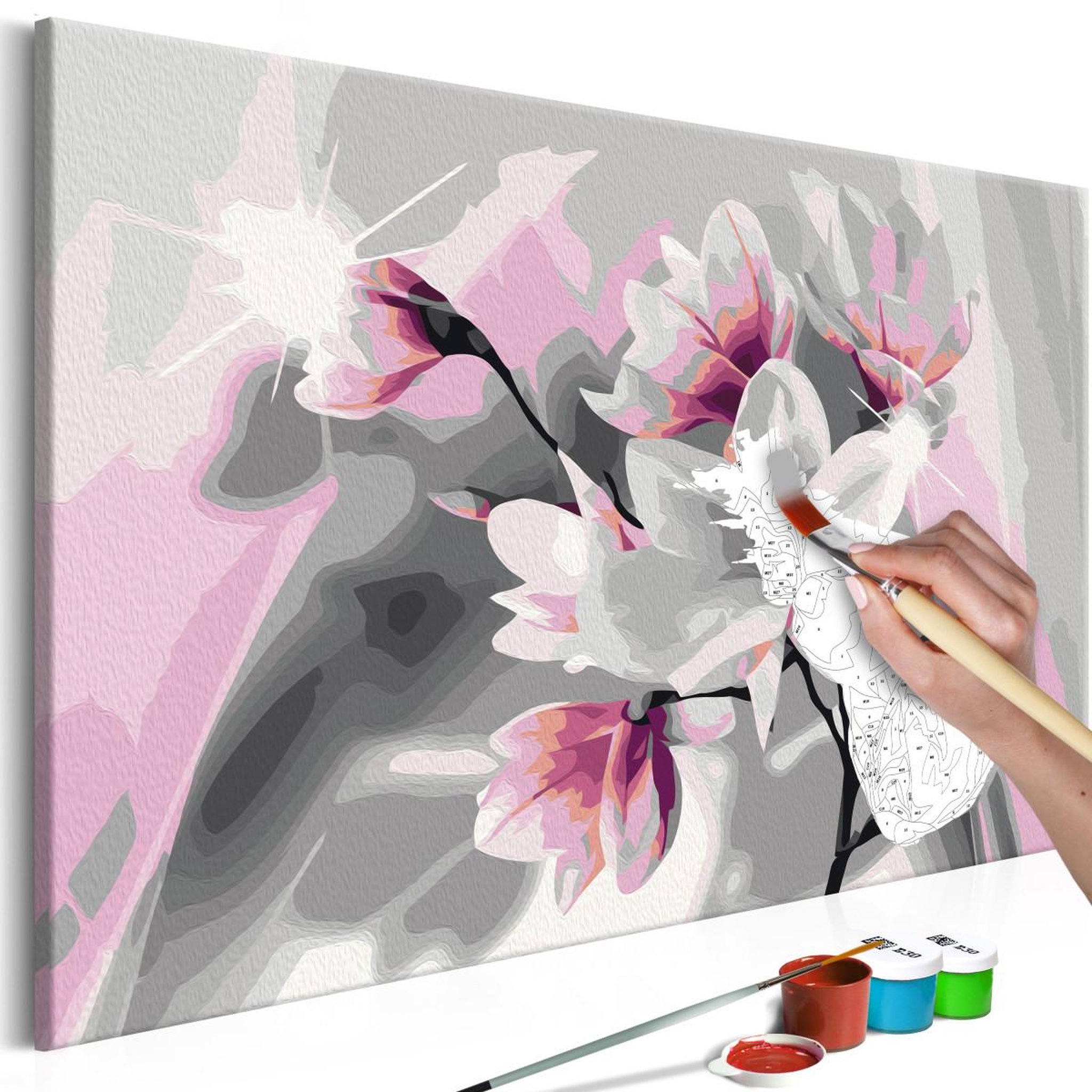 Voir la diapositive 1 : Paris Prix Tableau à Peindre Soi-Même  Magnolia Fond Gris  40x60cm