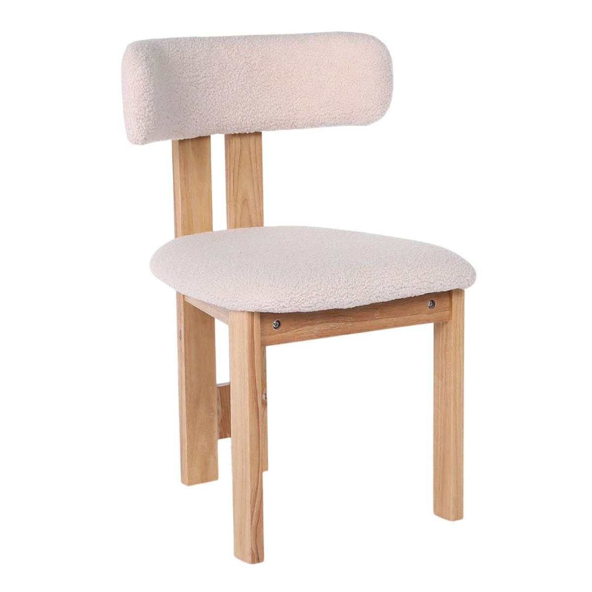 Paris Prix Chaise Design Bouclette  Keven  78cm Beige & Bois Clair
