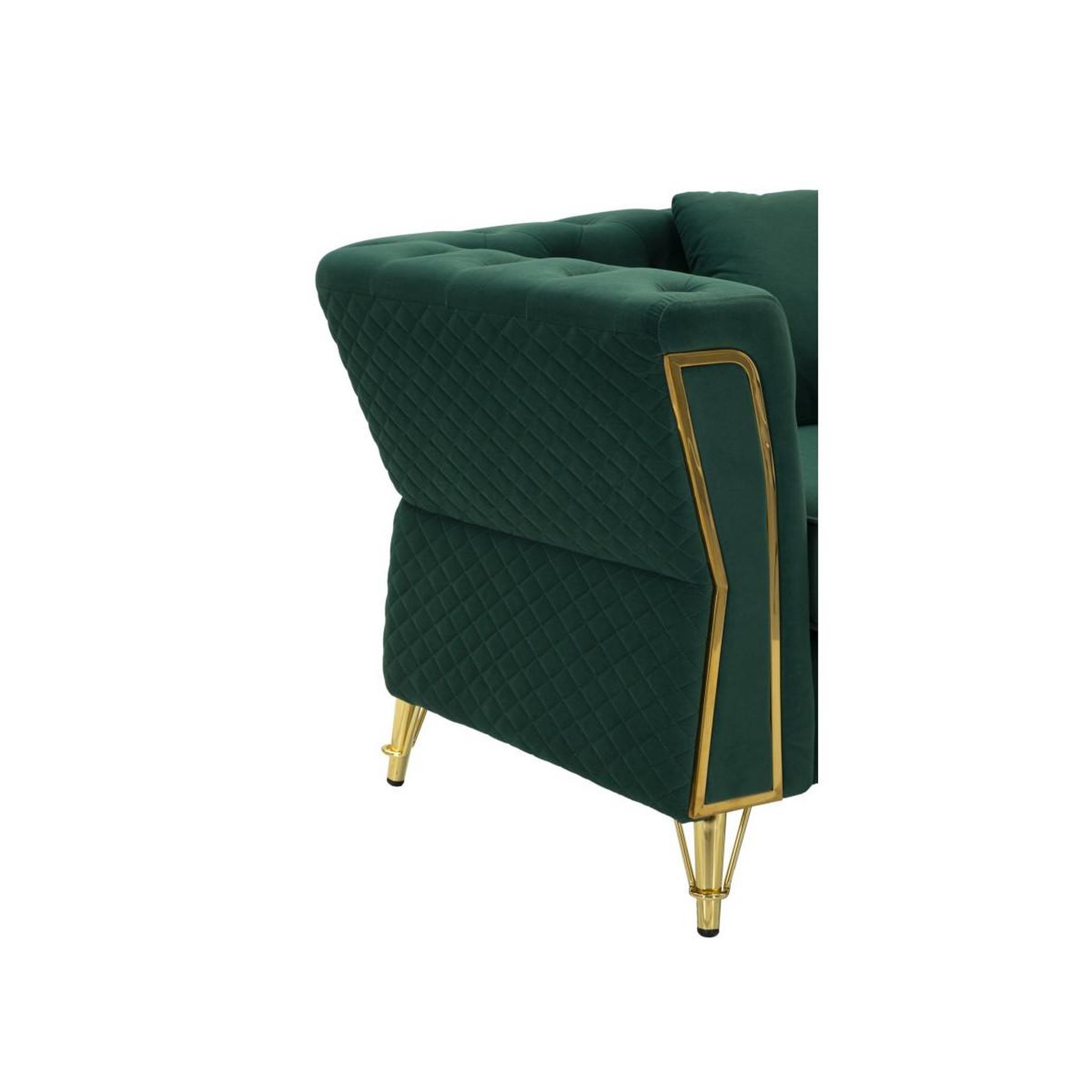 Voir la diapositive 6 : Paris Prix Fauteuil en velours capitonné  emy  104cm vert