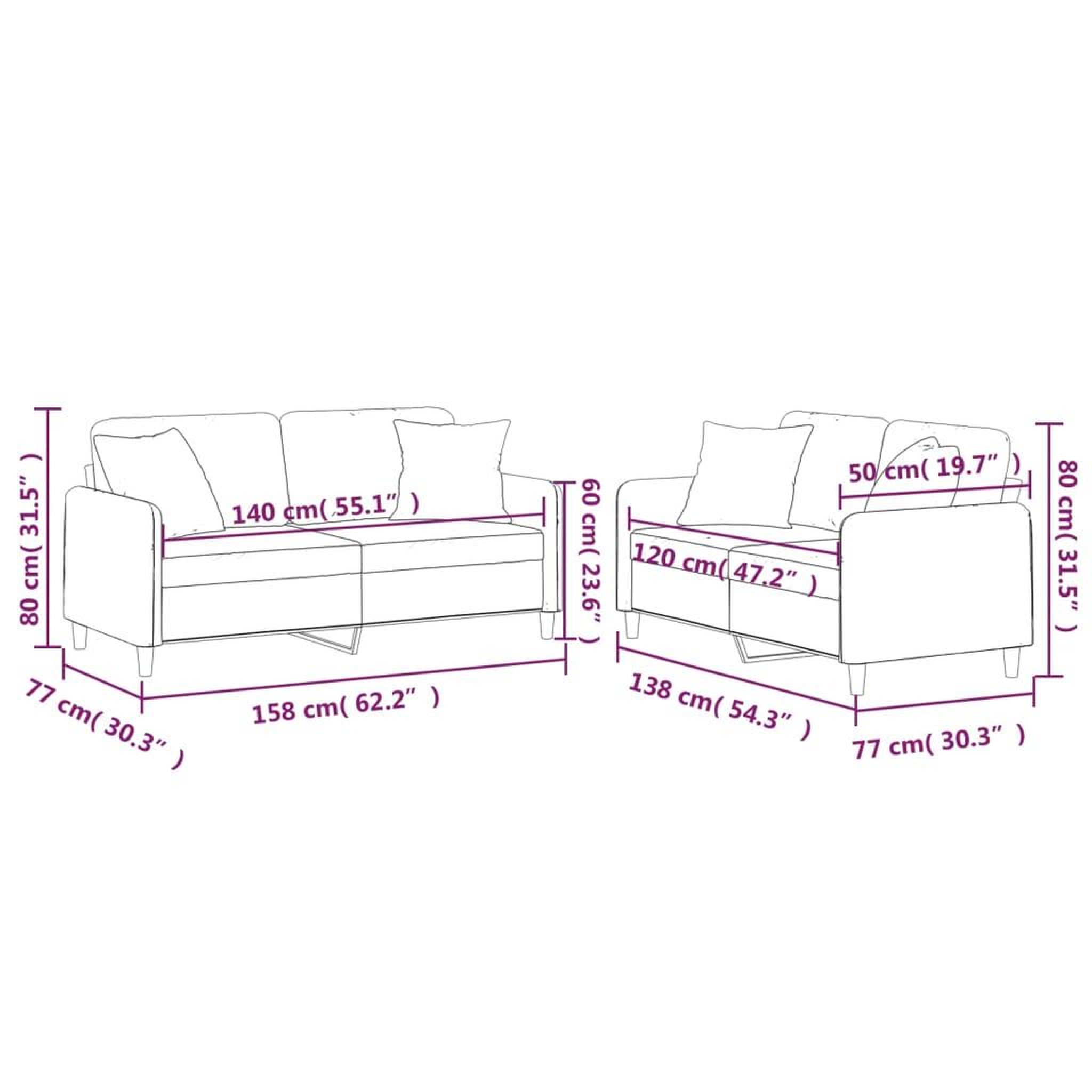 Voir la diapositive 6 : VIDAXL Ensemble de canapes 2 pcs coussins gris fonce tissu
