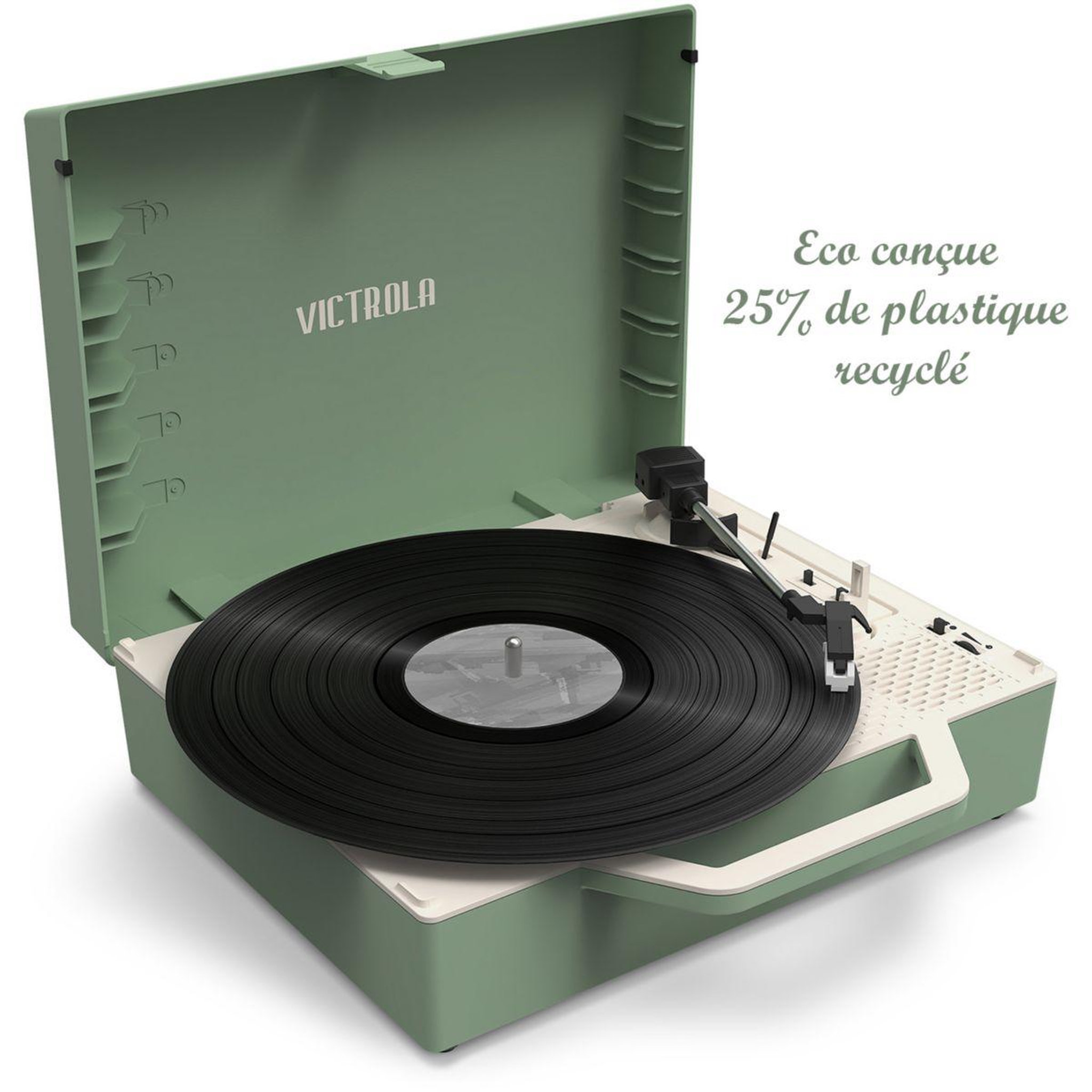 Voir la diapositive 2 : VICTROLA Platine vinyle RE-SPIN Eco Concue Vert