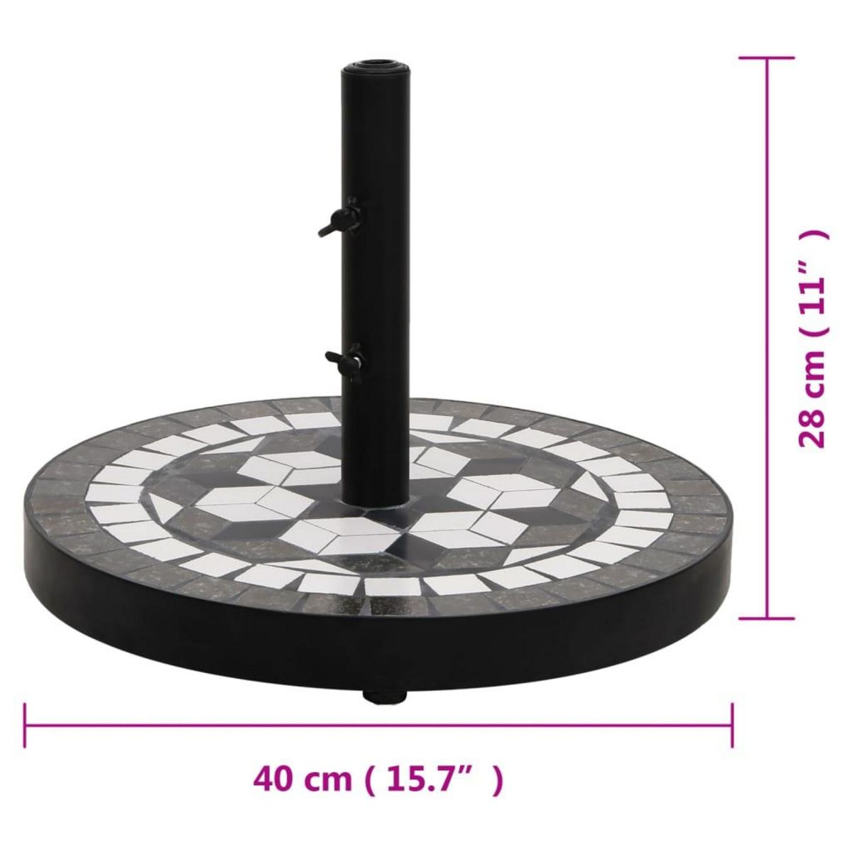 VIDAXL Base de parasol noir et blanc rond 12 kg