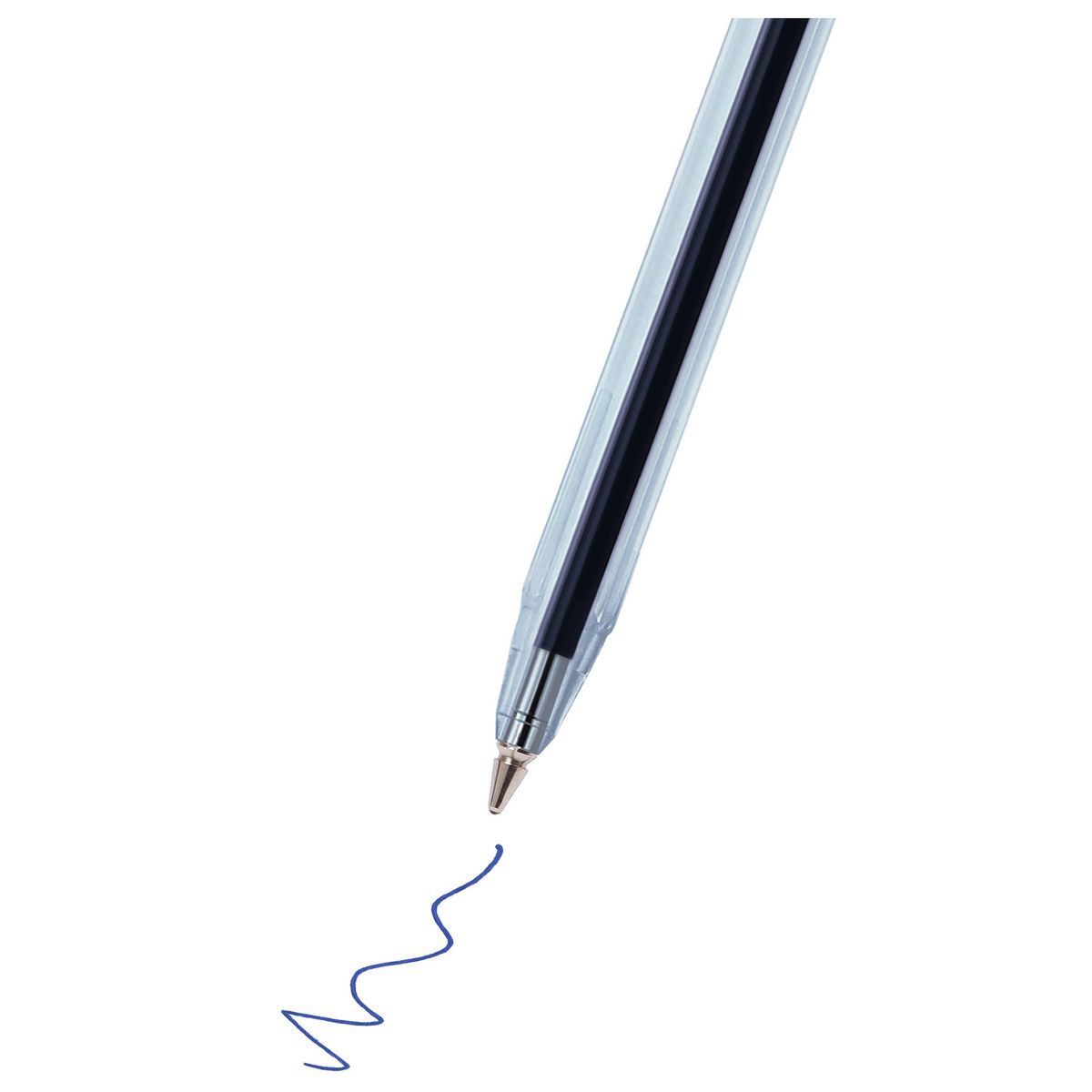 AUCHAN Lot de 4 stylos bille bleus pointe moyenne 1 mm en bouteille recyclée