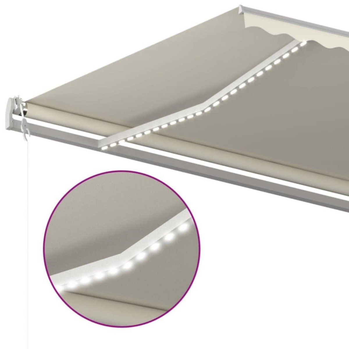 VIDAXL Auvent automatique avec capteur de vent et LED 500x300 cm Creme