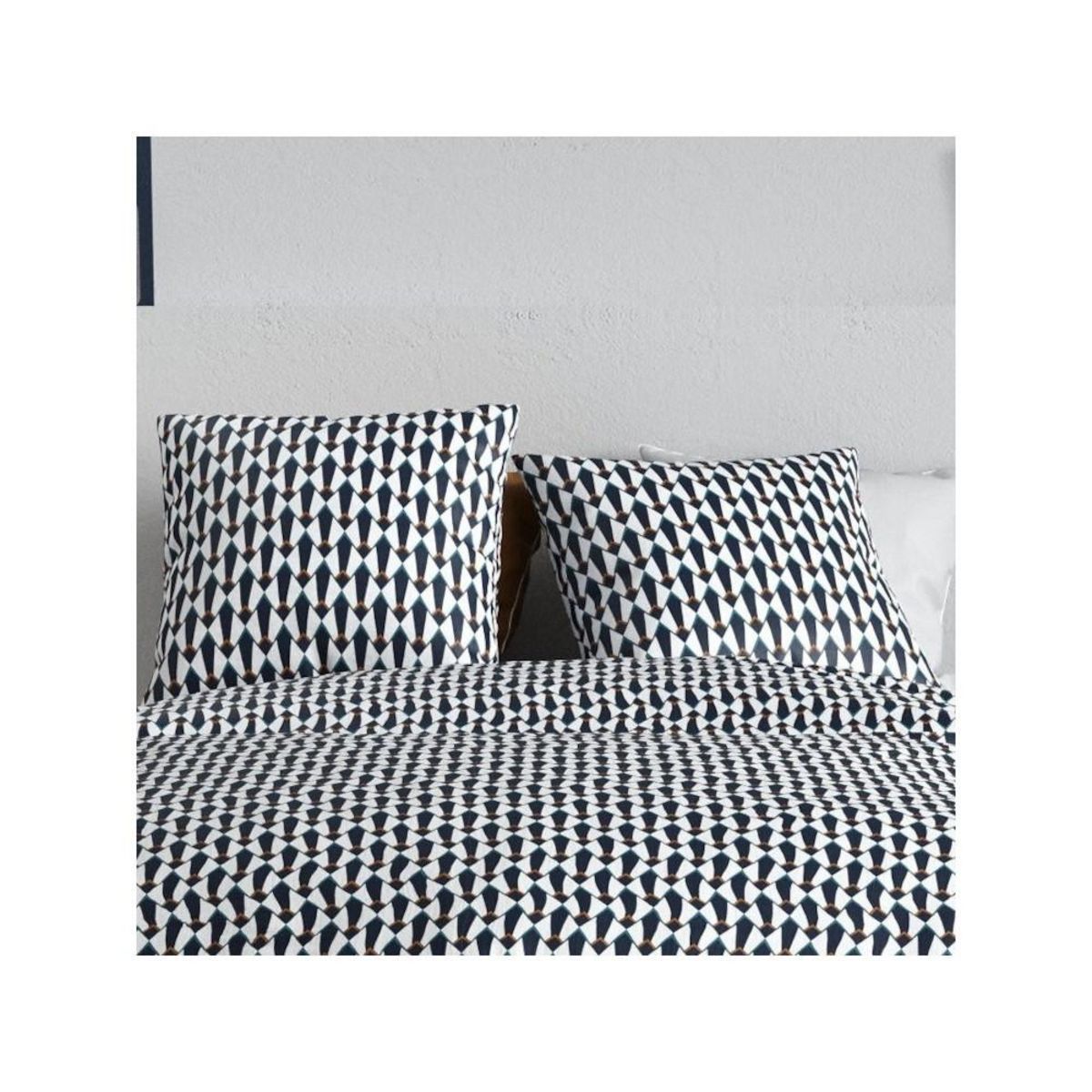 ATELIER DU COTON Housse de couette 240x220 GEO + 2 taies coton 57 fils