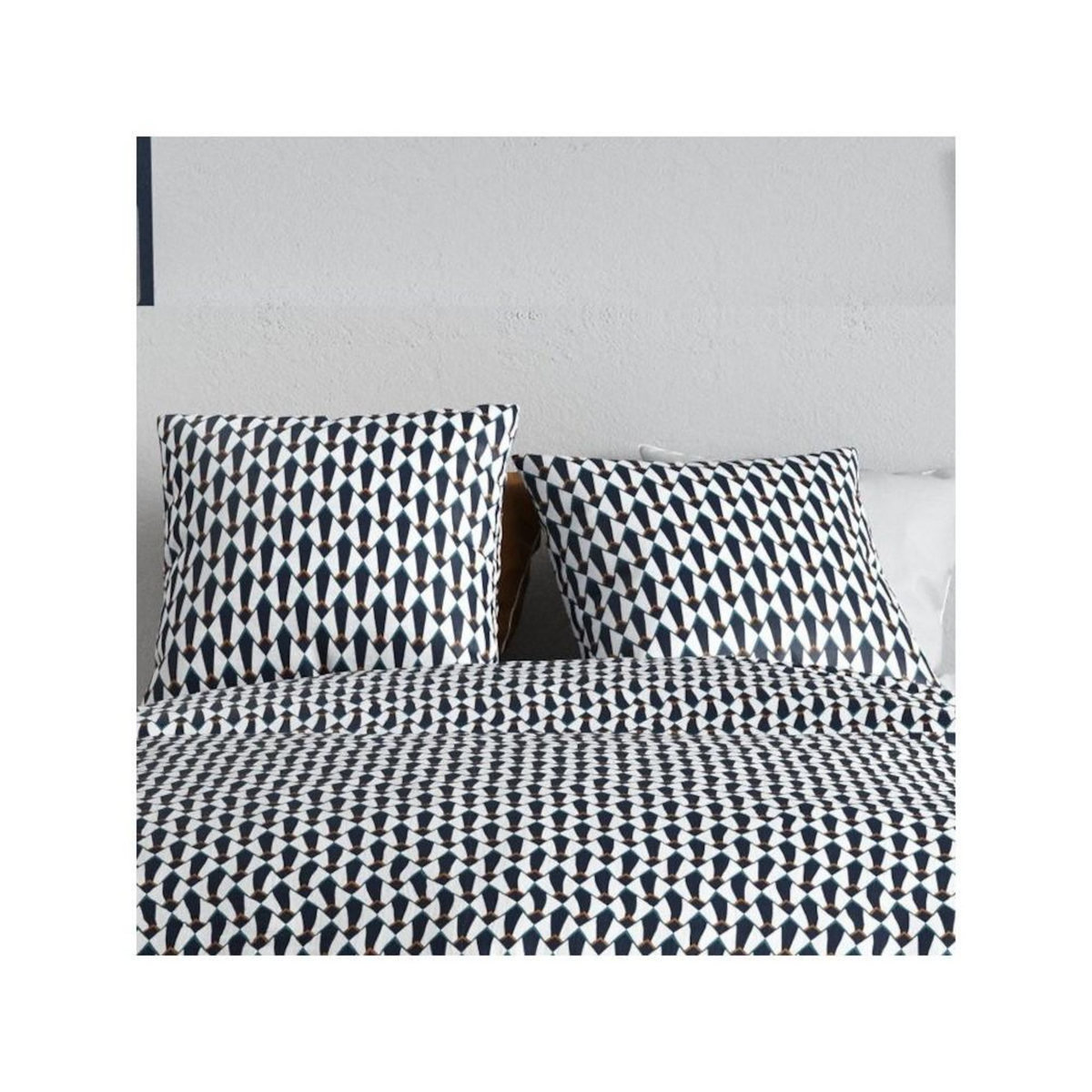 ATELIER DU COTON Housse de couette 240x220 GEO + 2 taies coton 57 fils