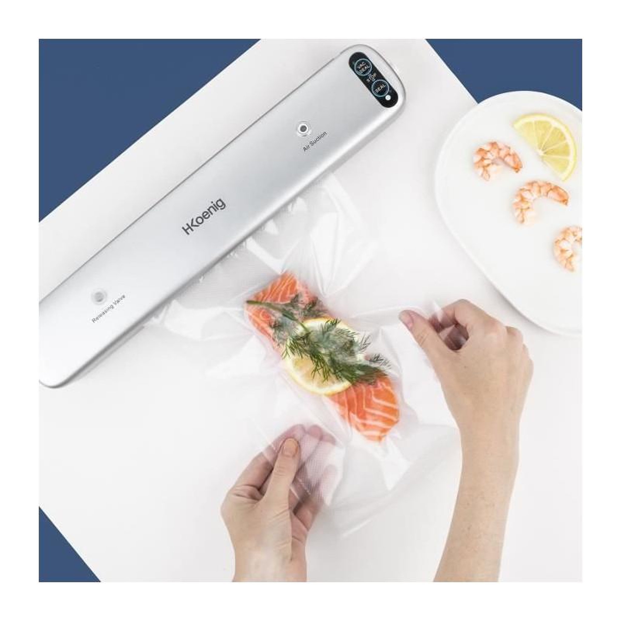 Voir la diapositive 2 : HKOENIG Appareil de mise sous vide alimentaire - HKoeNIG - SSV32 - Conservation des aliments - Gris