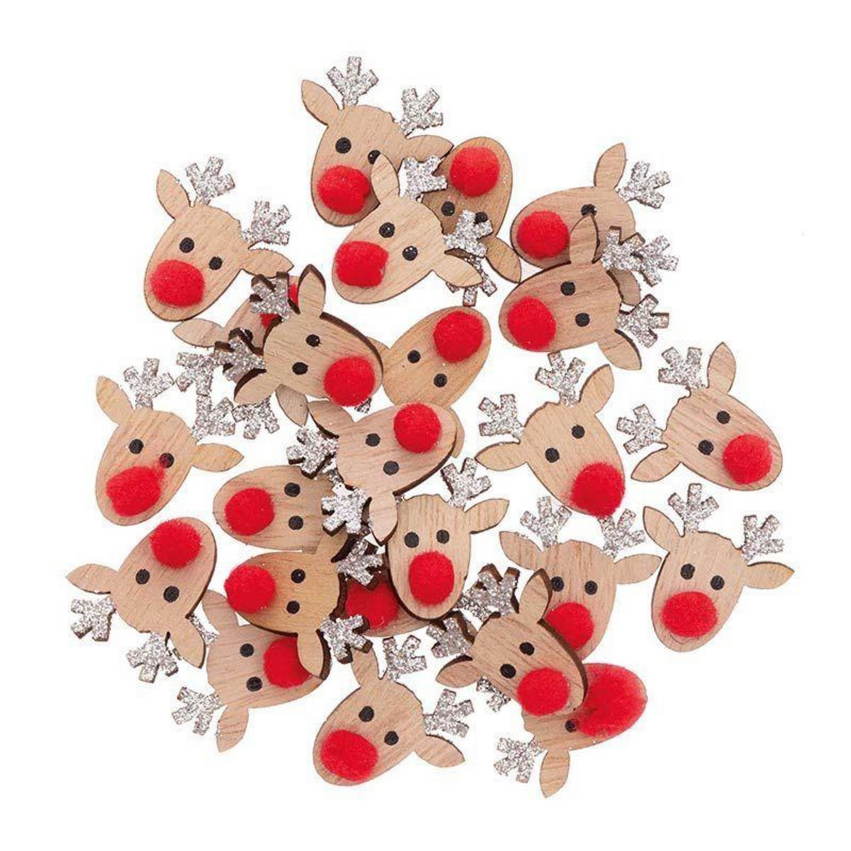 RICO DESIGN Confettis rennes en bois pailletés argent