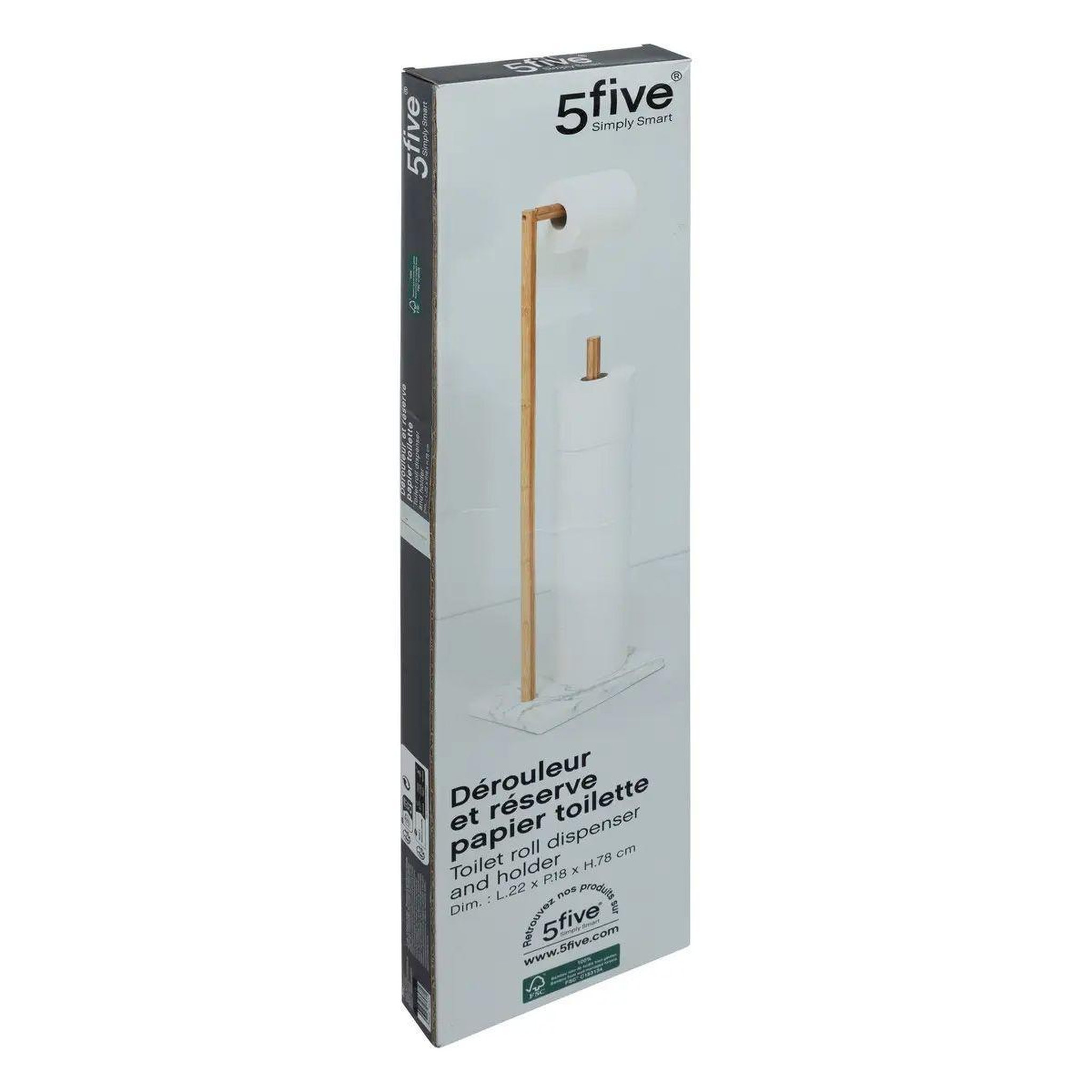 Voir la diapositive 2 : FIVE Dérouleur papier wc réserve  léa  78cm blanc