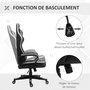 Voir la diapositive 5 : VINSETTO Chaise de bureau gaming réglable - coussin lombaires et tétière inclus - fonction bascule verrouillable - noir gris