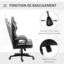 Voir la diapositive 5 : VINSETTO Chaise de bureau gaming réglable - coussin lombaires et tétière inclus - fonction bascule verrouillable - noir gris