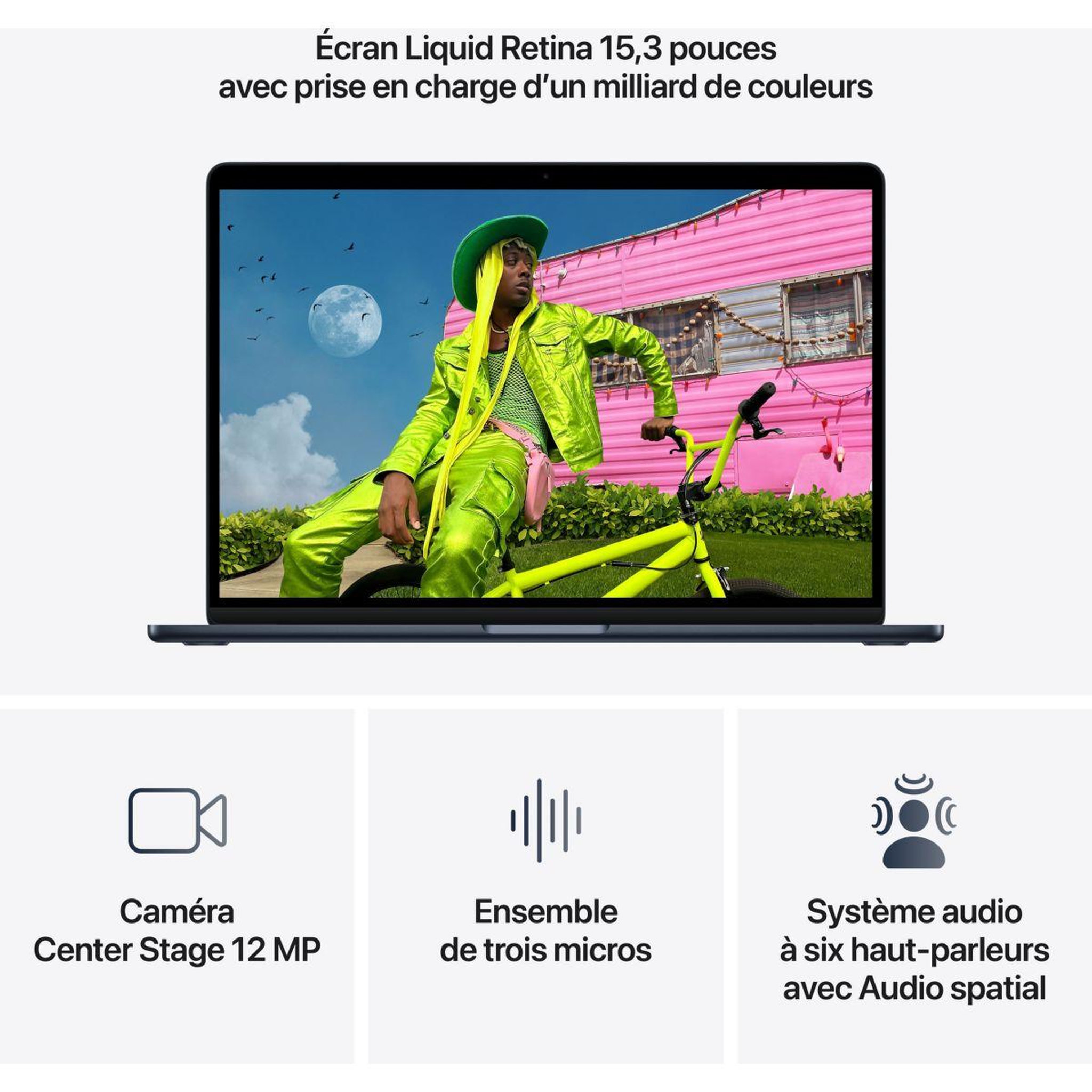 Voir la diapositive 5 : APPLE Ordinateur apple air 13  puce m5 cpu 10 / gpu 10 coeurs mémoire ram 24go stockage 1to ssd minuit