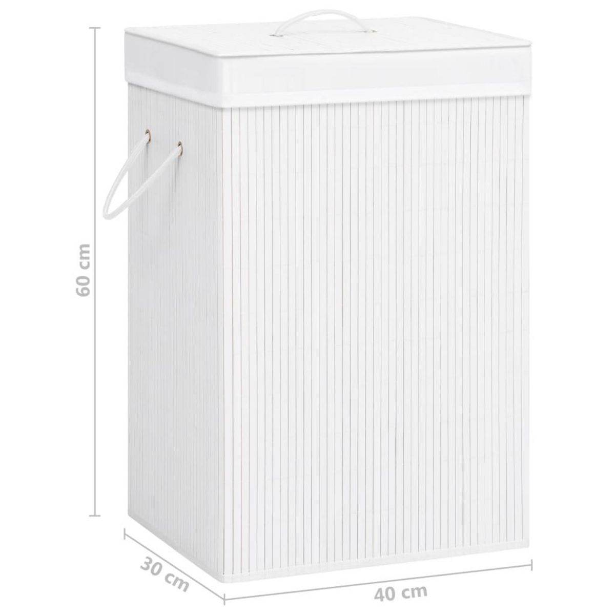 VIDAXL Panier a linge avec 2 sections bambou blanc 72 L