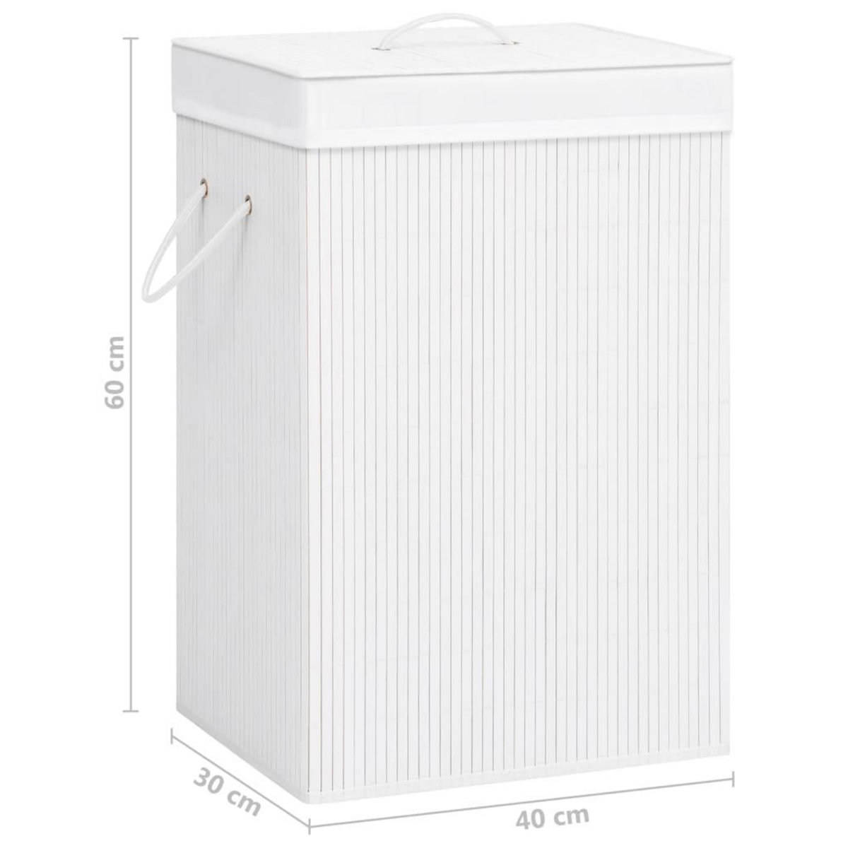 VIDAXL Panier a linge avec 2 sections bambou blanc 72 L
