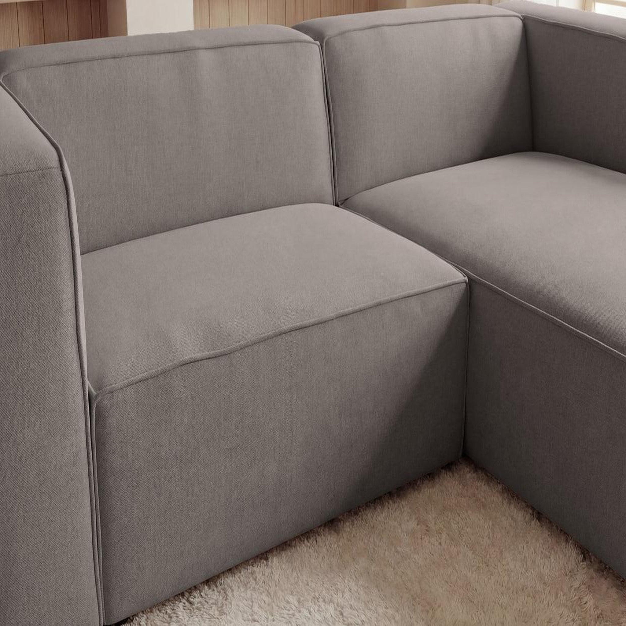 Voir la diapositive 4 : CASANOVA PARIS Basil - canapé d'angle tissu lisse 4 places