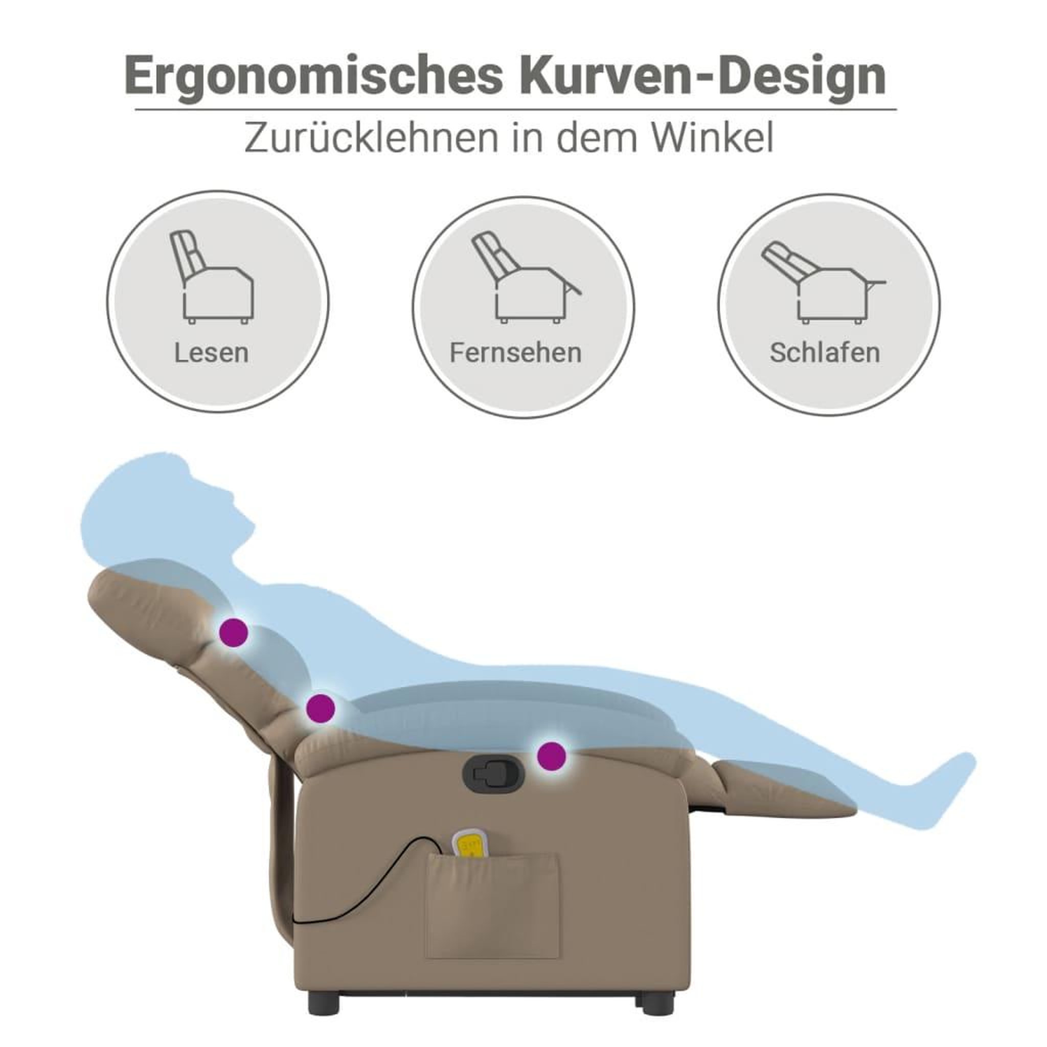 Voir la diapositive 6 : VIDAXL Fauteuil inclinable de massage Cappuccino Similicuir