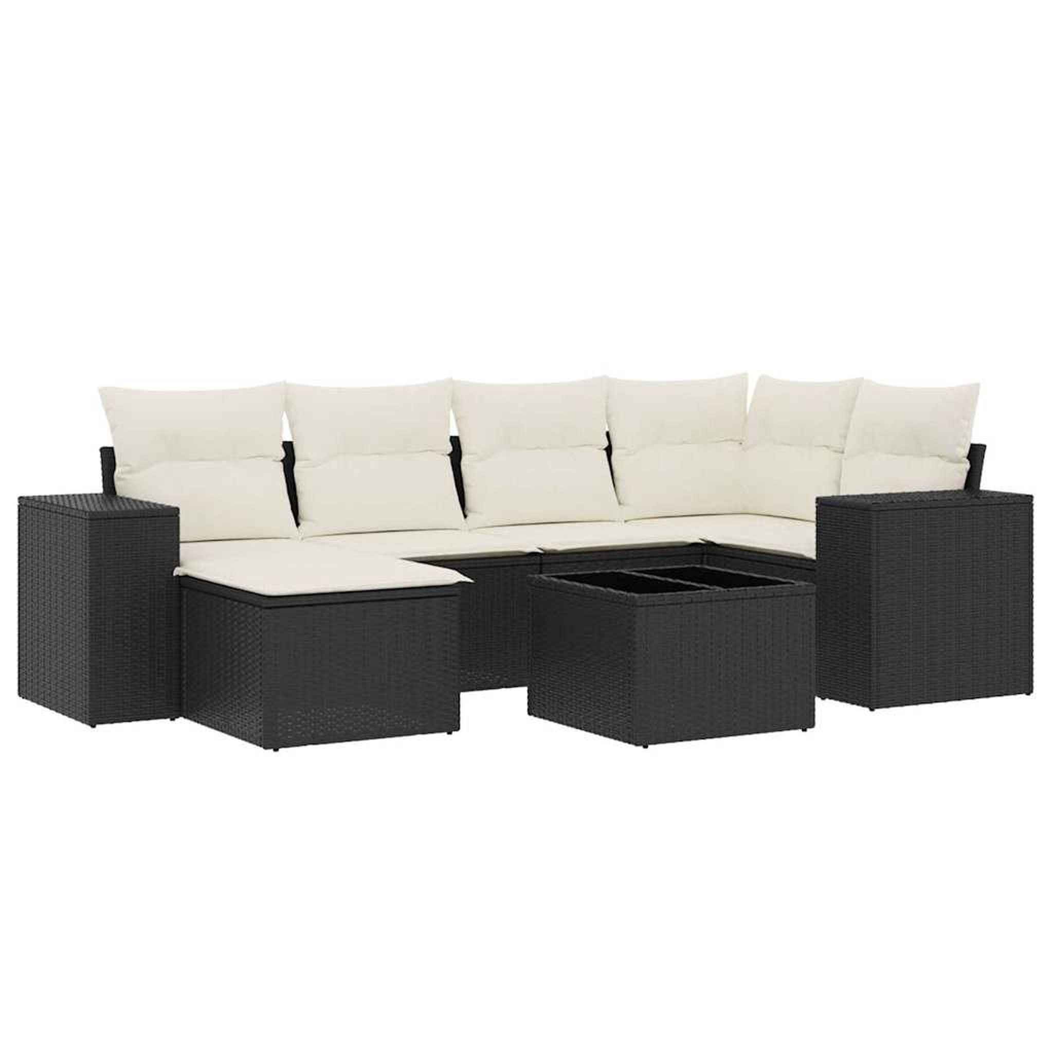 Voir la diapositive 2 : VIDAXL Salon de jardin 7 pcs avec coussins noir resine tressee
