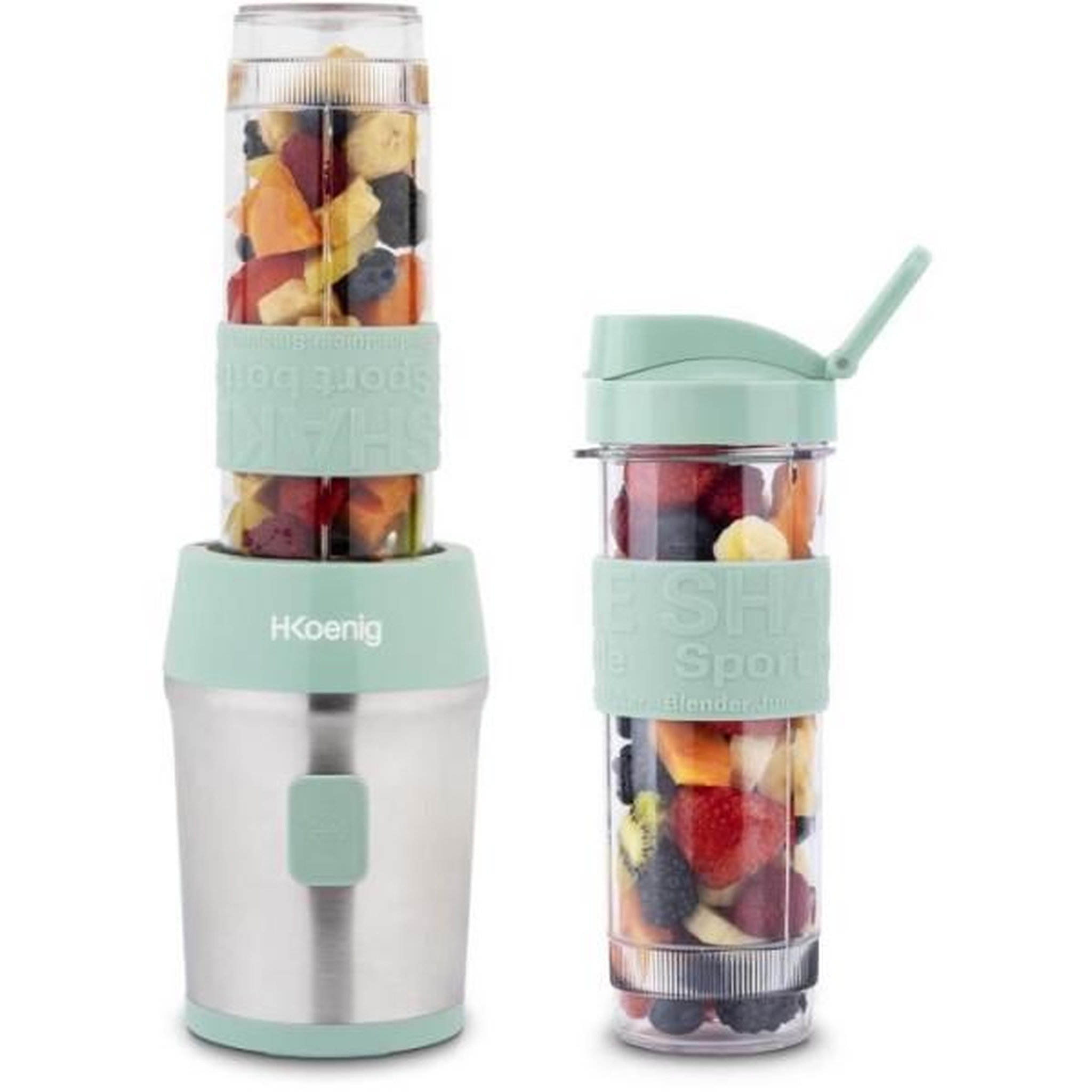 HKOENIG Blender Mini  - H.KoeNIG - SMOO18 - 300 W - 570 mL - Vert pastel - 2 gourdes incluses - Sans BPA