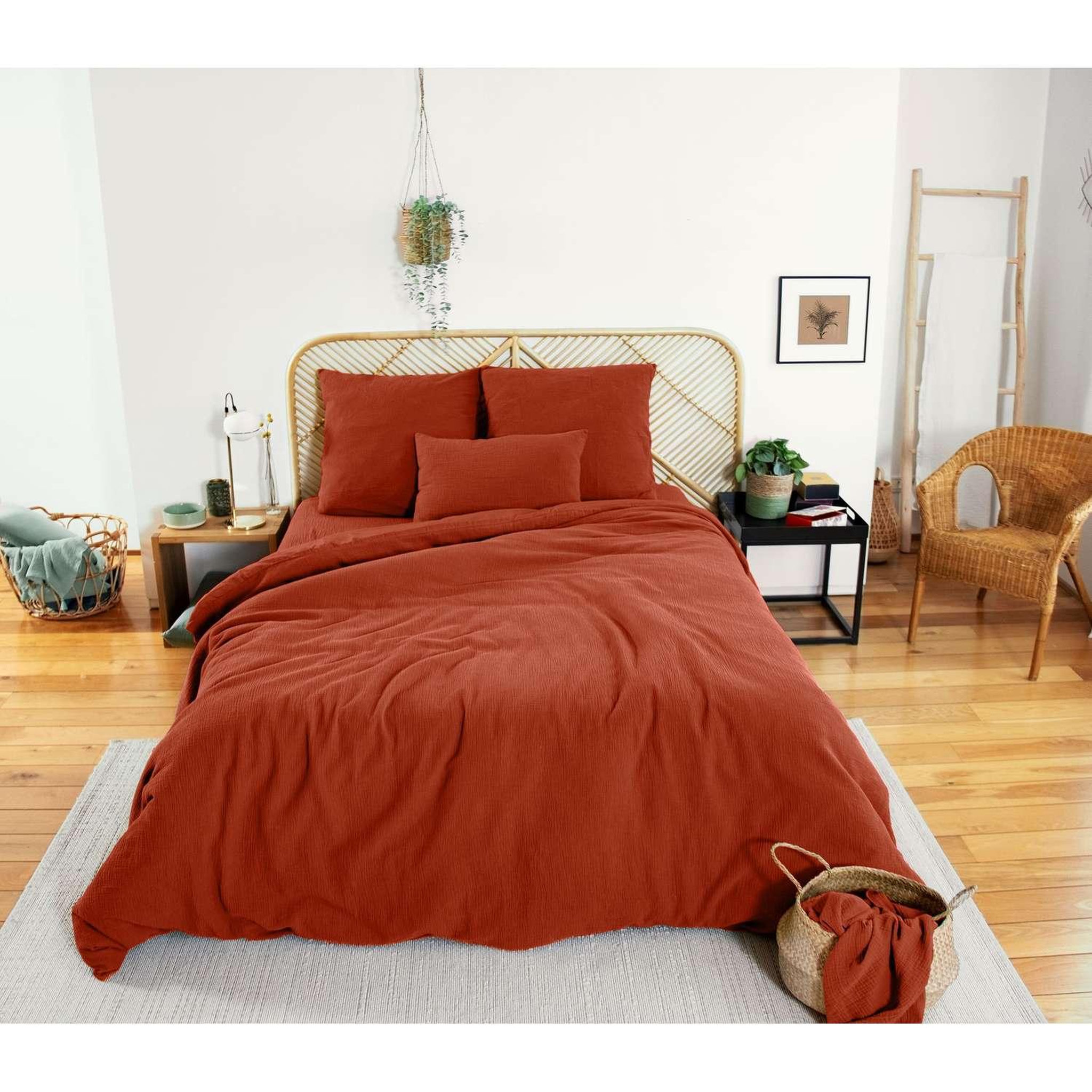 Voir la diapositive 2 : COTE DECO Parure de lit - double gaze de coton