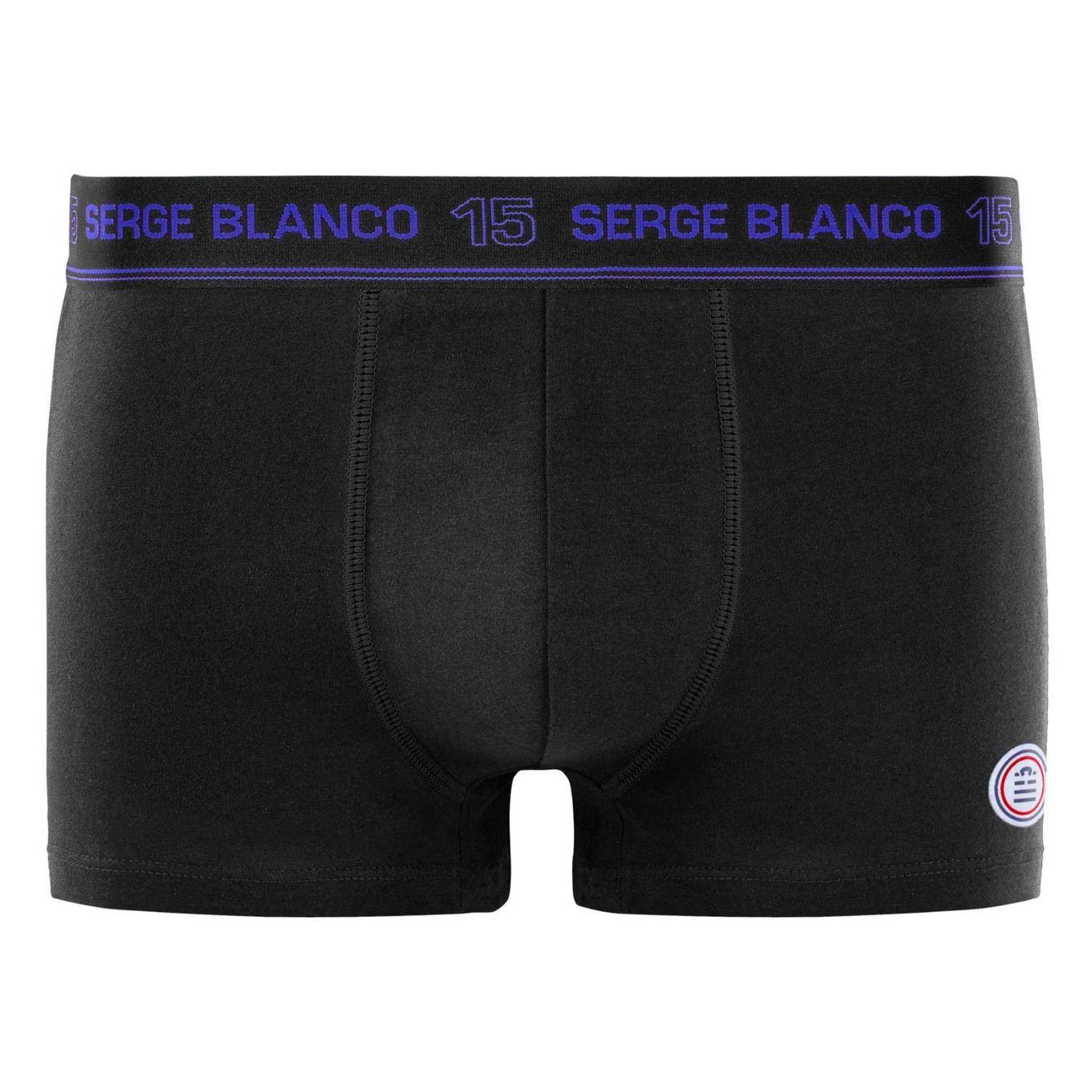 Voir la diapositive 4 : SERGE BLANCO Lot de 4 boxers homme en coton Class uni ceinture colorée