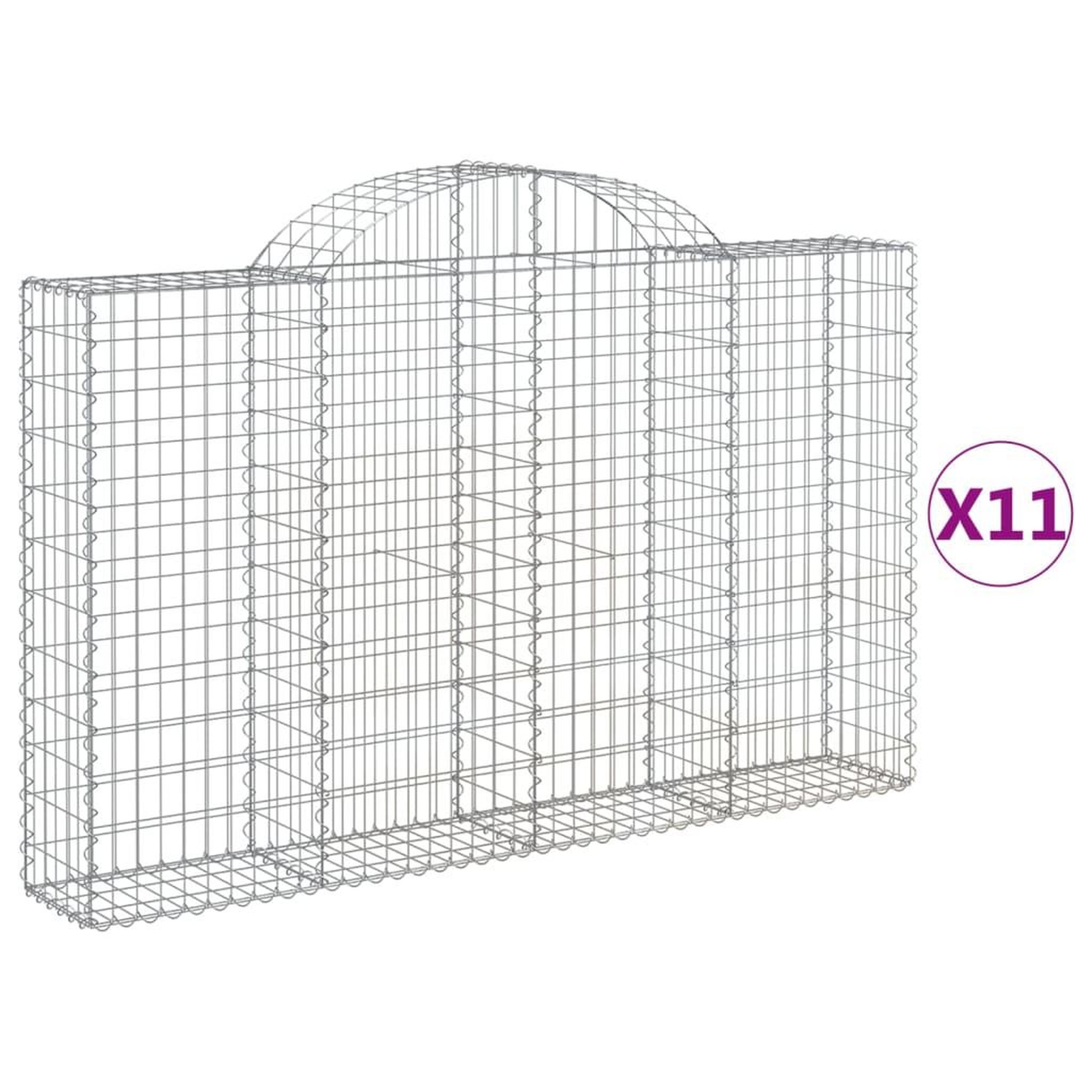 Voir la diapositive 2 : VIDAXL Paniers a gabions arques 11 pcs 200x30x120/140 cm Fer galvanise