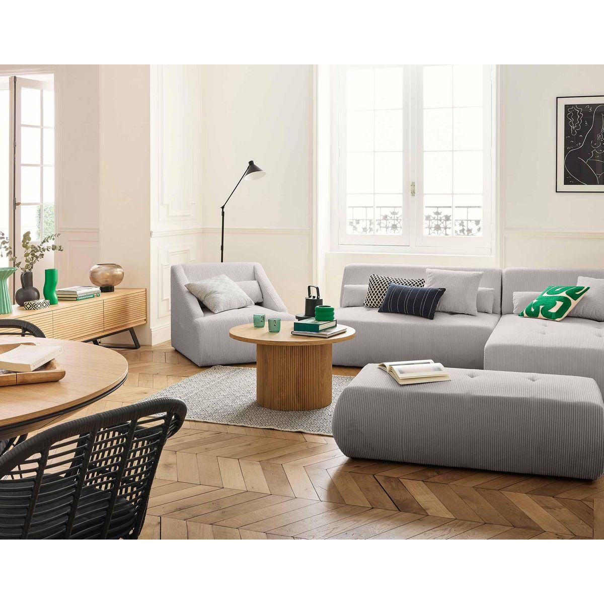 LISA DESIGN Onyx - fauteuil - en velours côtelé