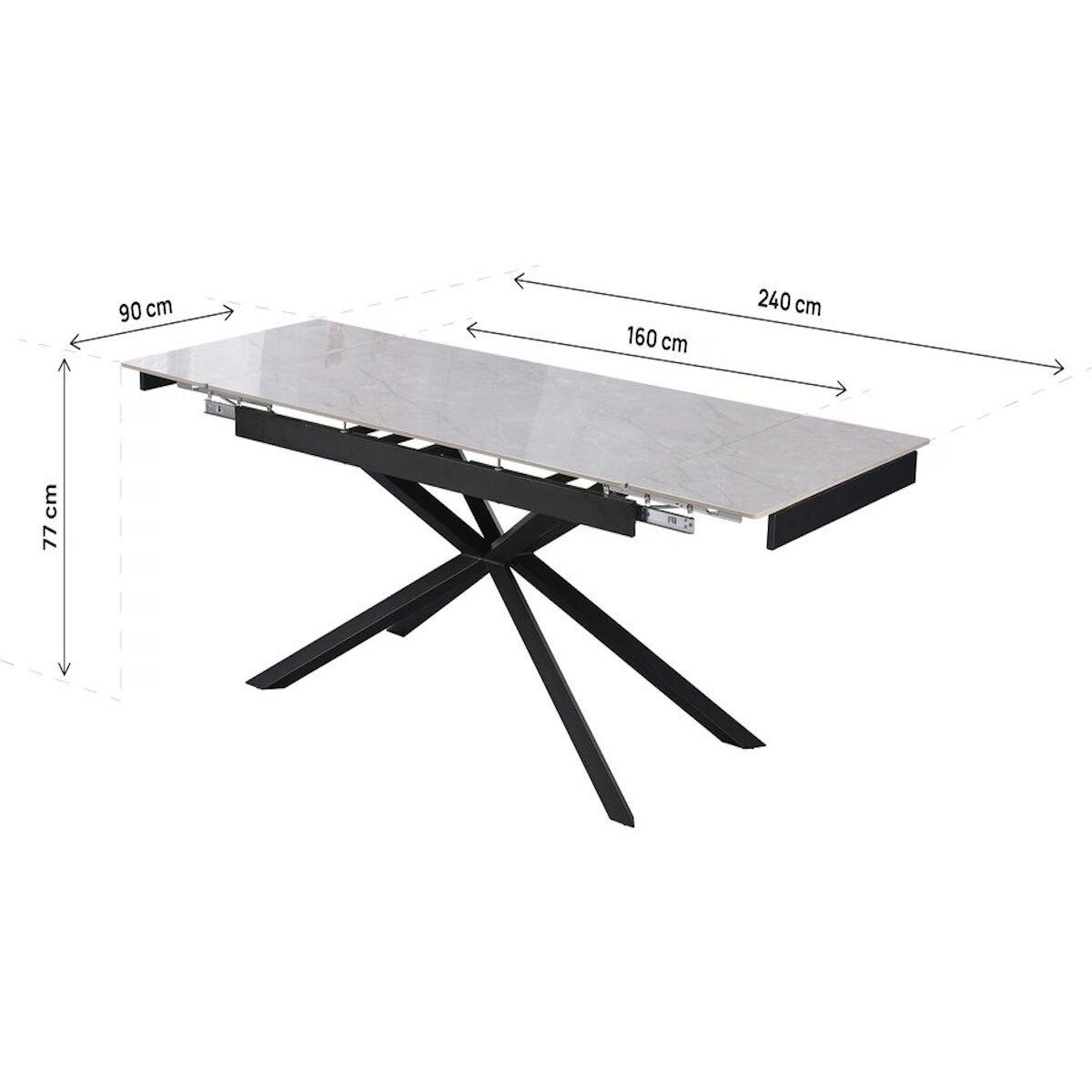Habitat et Jardin Table à manger extensible en céramique 6 à 10 personnes  Celeste  - Gris marbré