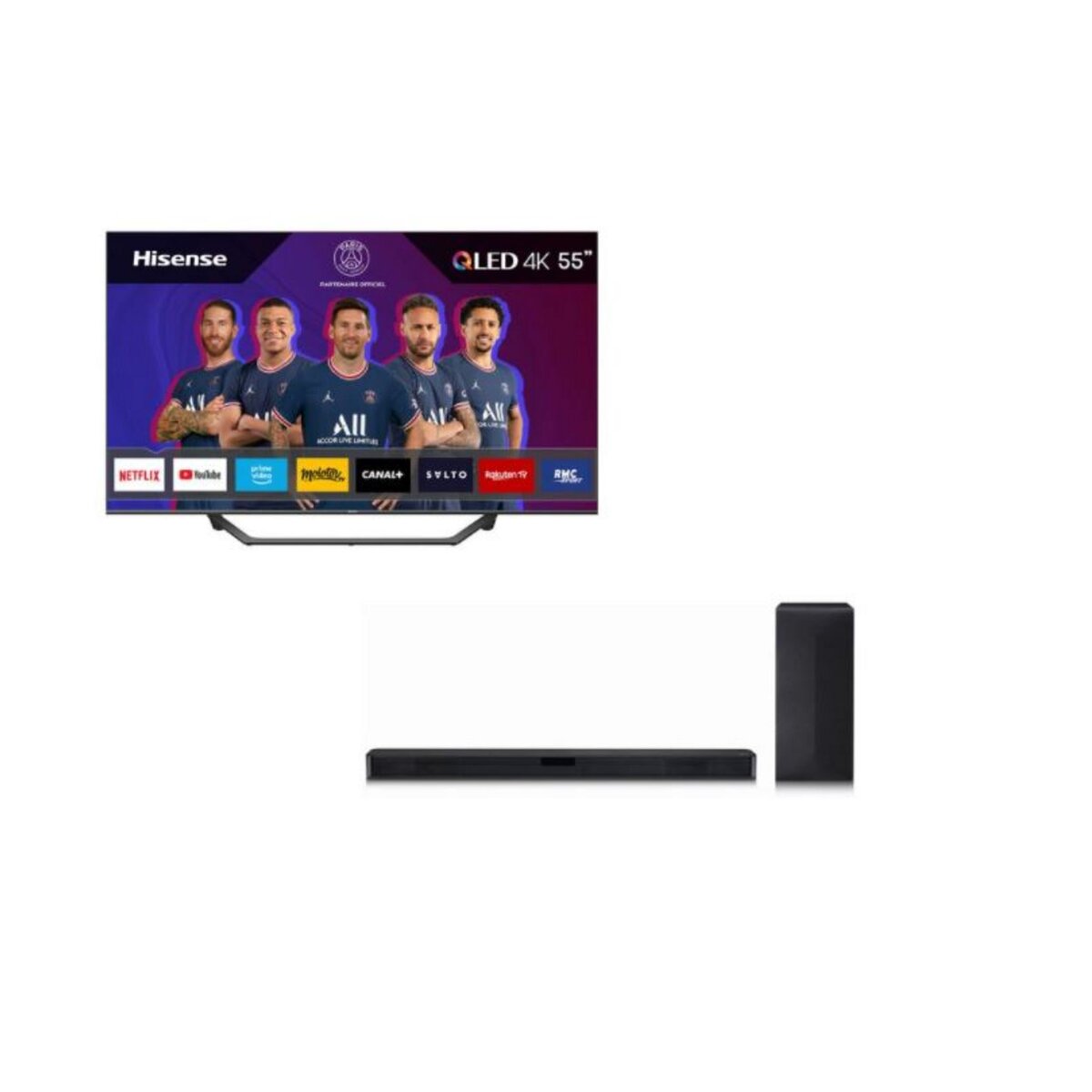 Hisense Pack TV HISENSE 55A7GQ QLED 4K UHD 139 cm Smart TV & Barre de son HISENSE BDS HS218