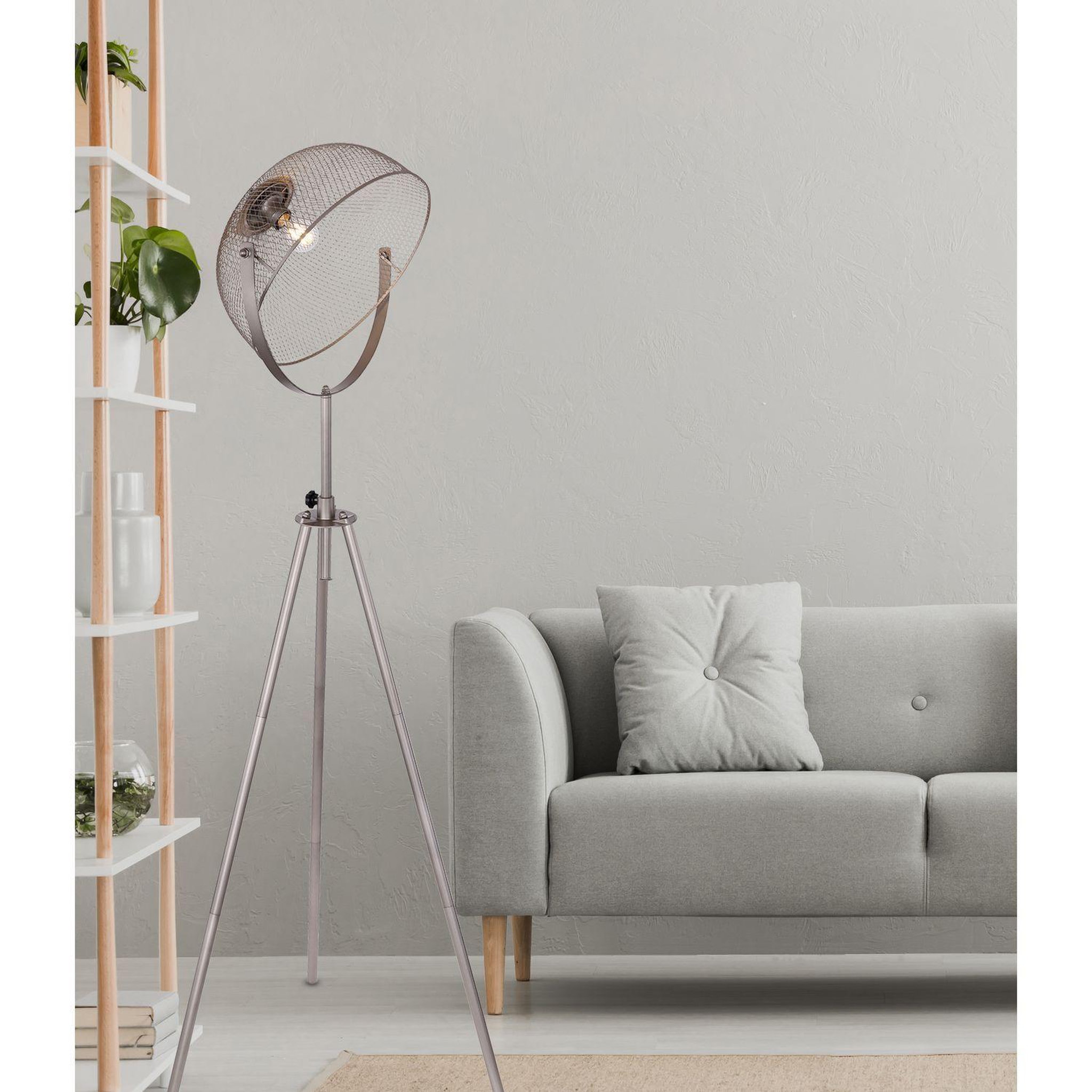 Voir la diapositive 2 : GLOBO Lampadaire design vintage moniga - h. 178 cm - gris chromé